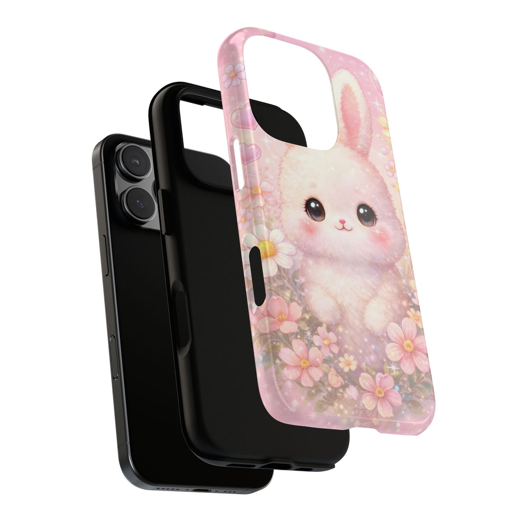 Kawaii Bunny Phone Case – Cute Pastel Bunny Floral Aesthetic iPhone Case, Adorable Kawaii Animal Phone Cover.
