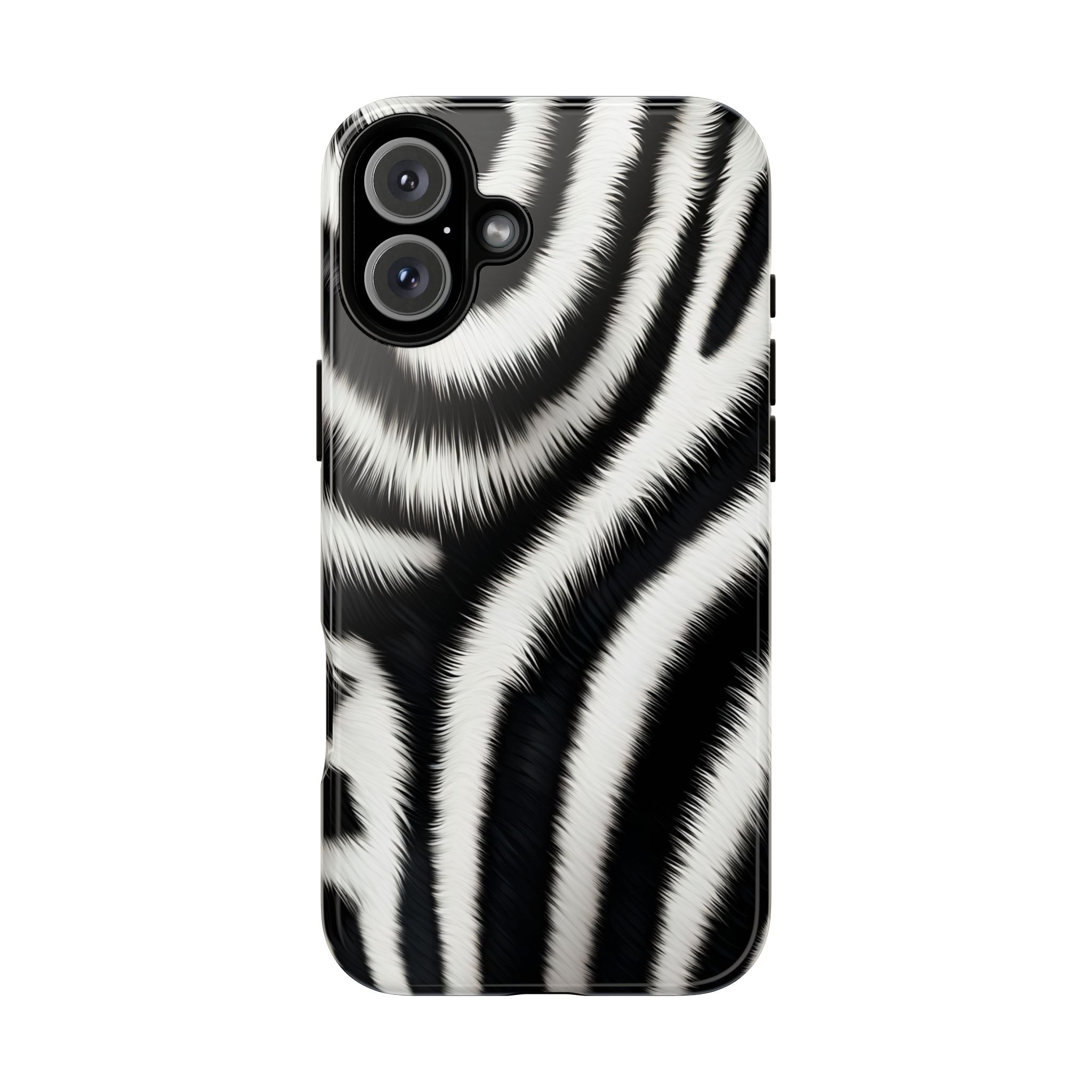 Zebra Print Tough Phone Case — Black & White Animal Pattern Protective Cover