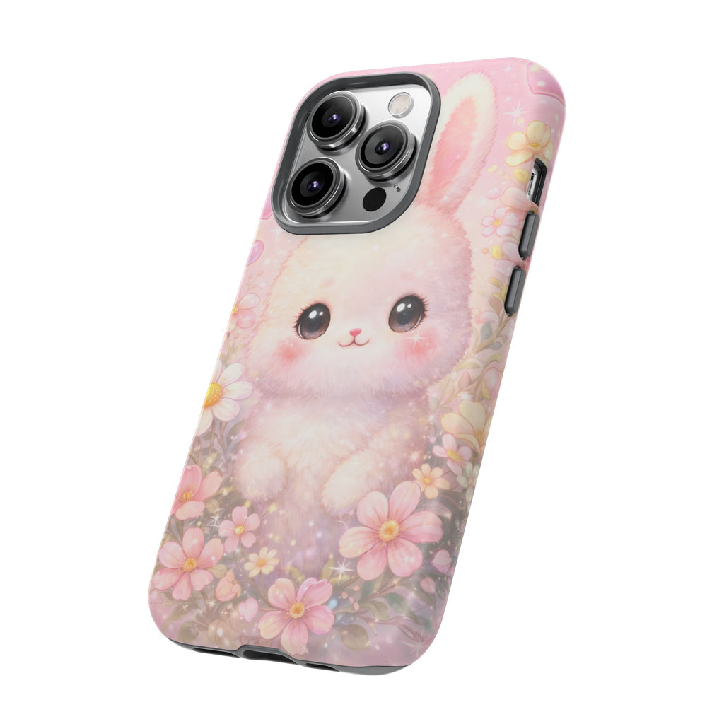 Kawaii Bunny Phone Case – Cute Pastel Bunny Floral Aesthetic iPhone Case, Adorable Kawaii Animal Phone Cover.