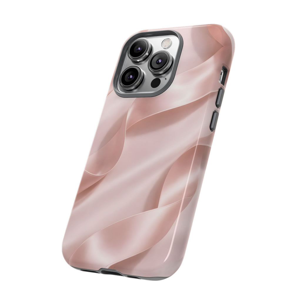 Blush Pink Satin Ribbon Phone Case – Elegant Coquette Aesthetic Luxury iPhone Case, Feminine Designer Bow Phone Cover