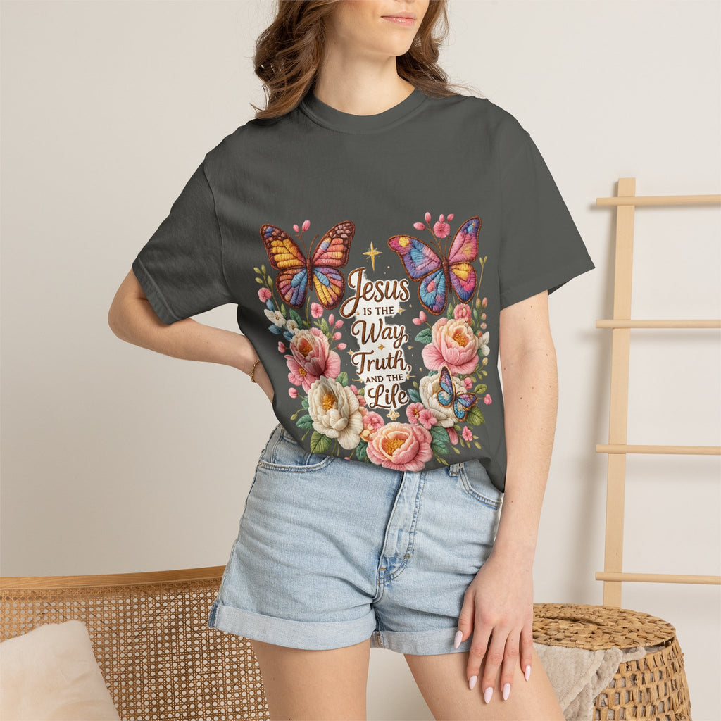 The One in Me Is Greater Shirt – Christian Crochet Style Graphic Tee, Faith Based Inspirational Bible Verse Shirt, Cute Religious Gift for Women