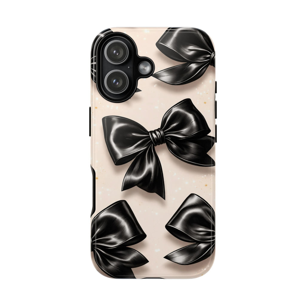 Black Bow Phone Case, Coquette Aesthetic iPhone & Samsung Case, Cute Girly Luxury Bow Cover, Feminine Minimalist Phone Case
