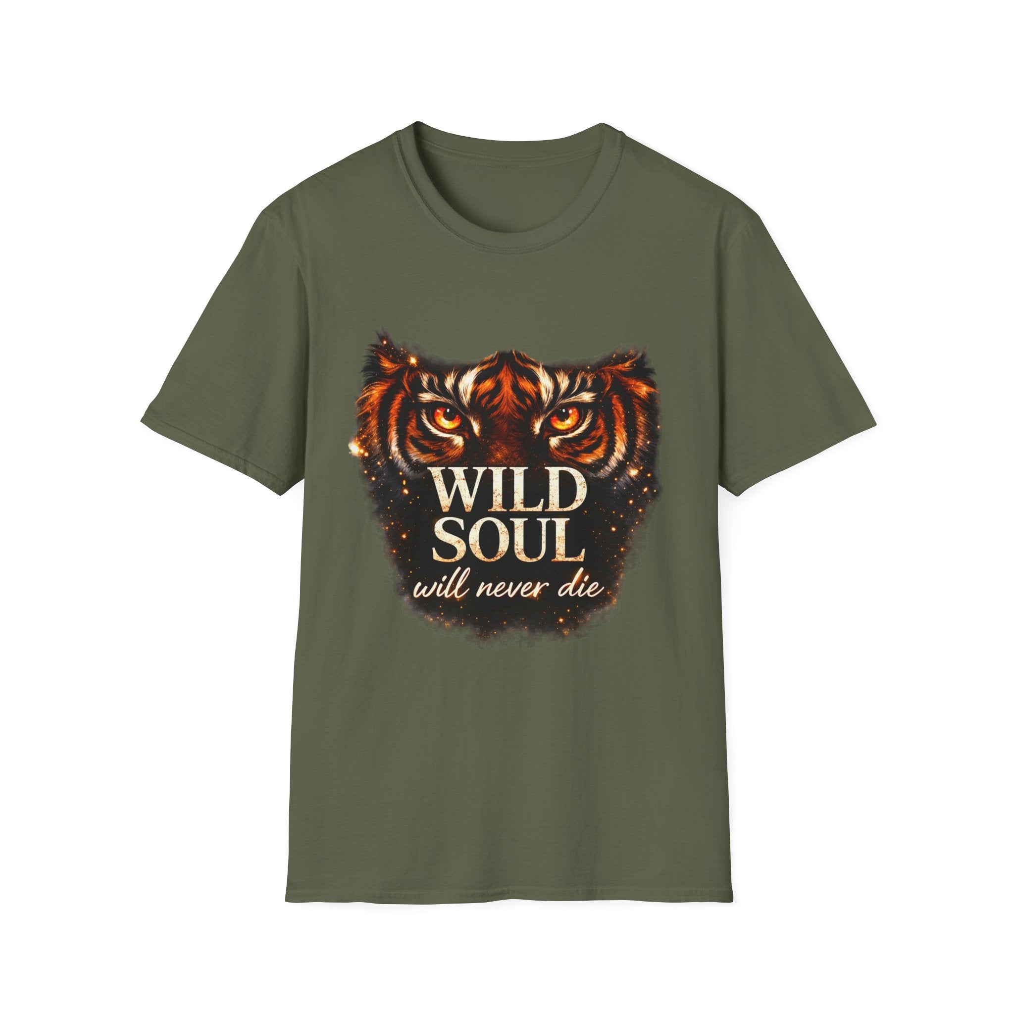 Wild Soul Tiger Eyes T-Shirt – Fierce Spirit Graphic Tee, Motivational Streetwear Shirt, Bold Animal Print Unisex Tee, Gift for Him & Her