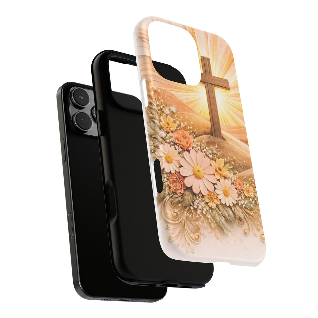Religious Phone Case — Cross & Sunrise Floral iPhone Cover