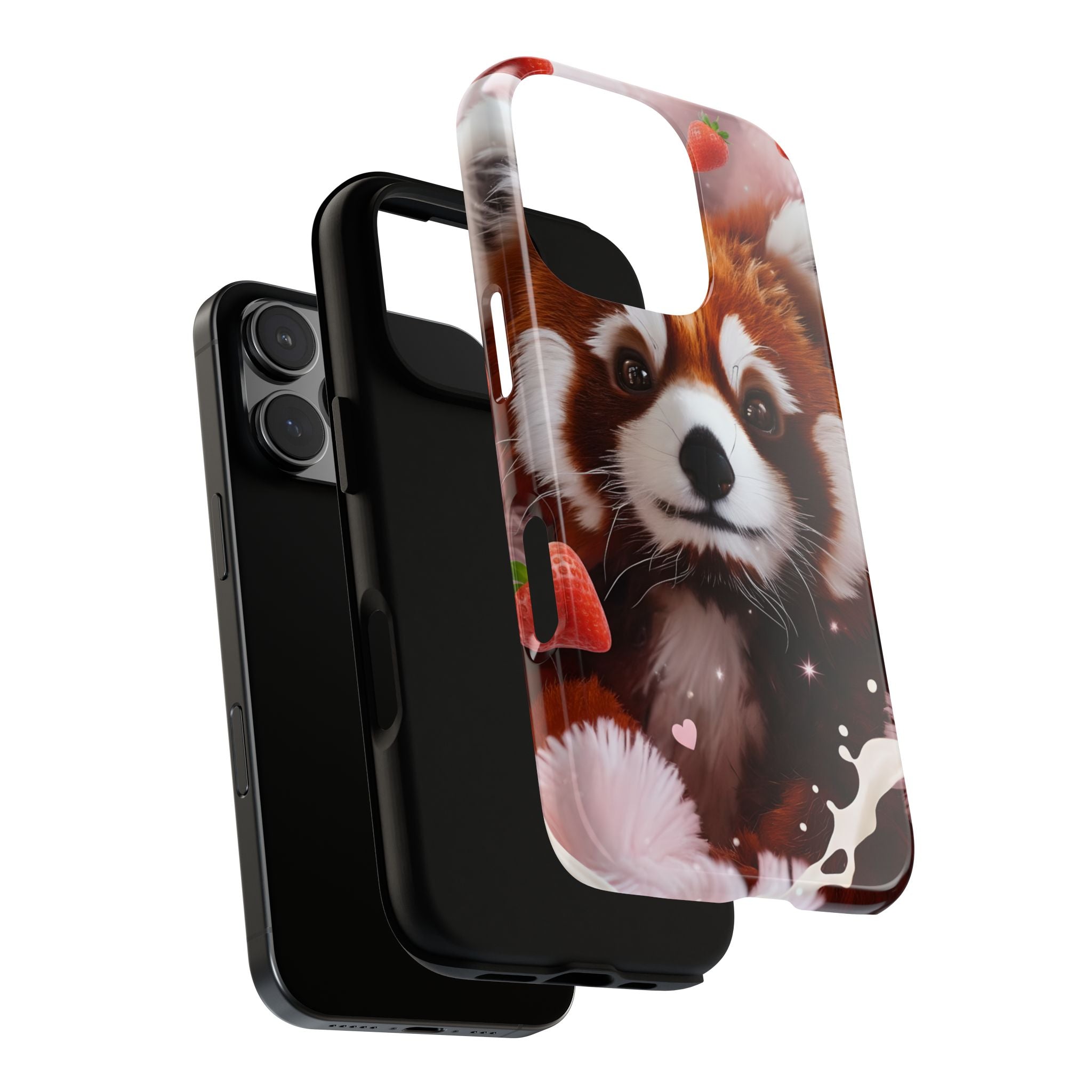 Red Panda with Strawberries Tough Phone Case — Cute Protective Phone Case