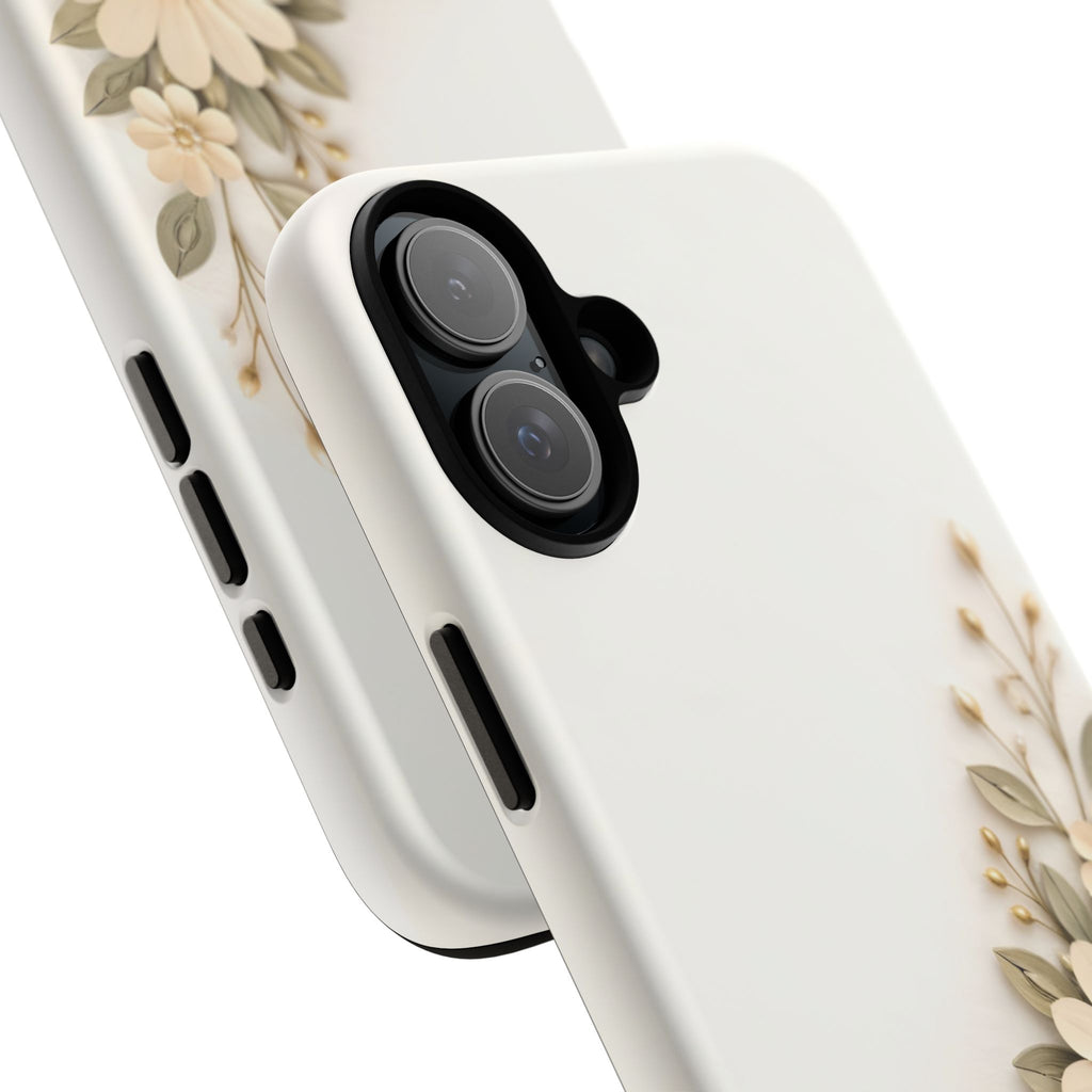 Floral Daisies Tough Case — Protective Phone Case with Cream Vintage Flower Design