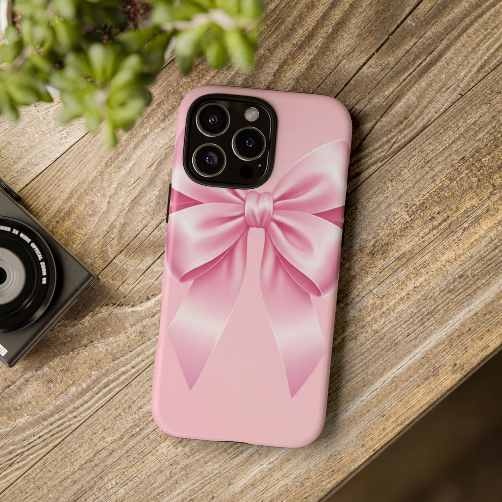 Coquette Pink Bow Phone Case, Cute Aesthetic iPhone Case, Soft Girl Bow Cover, Feminine Girly Phone Case