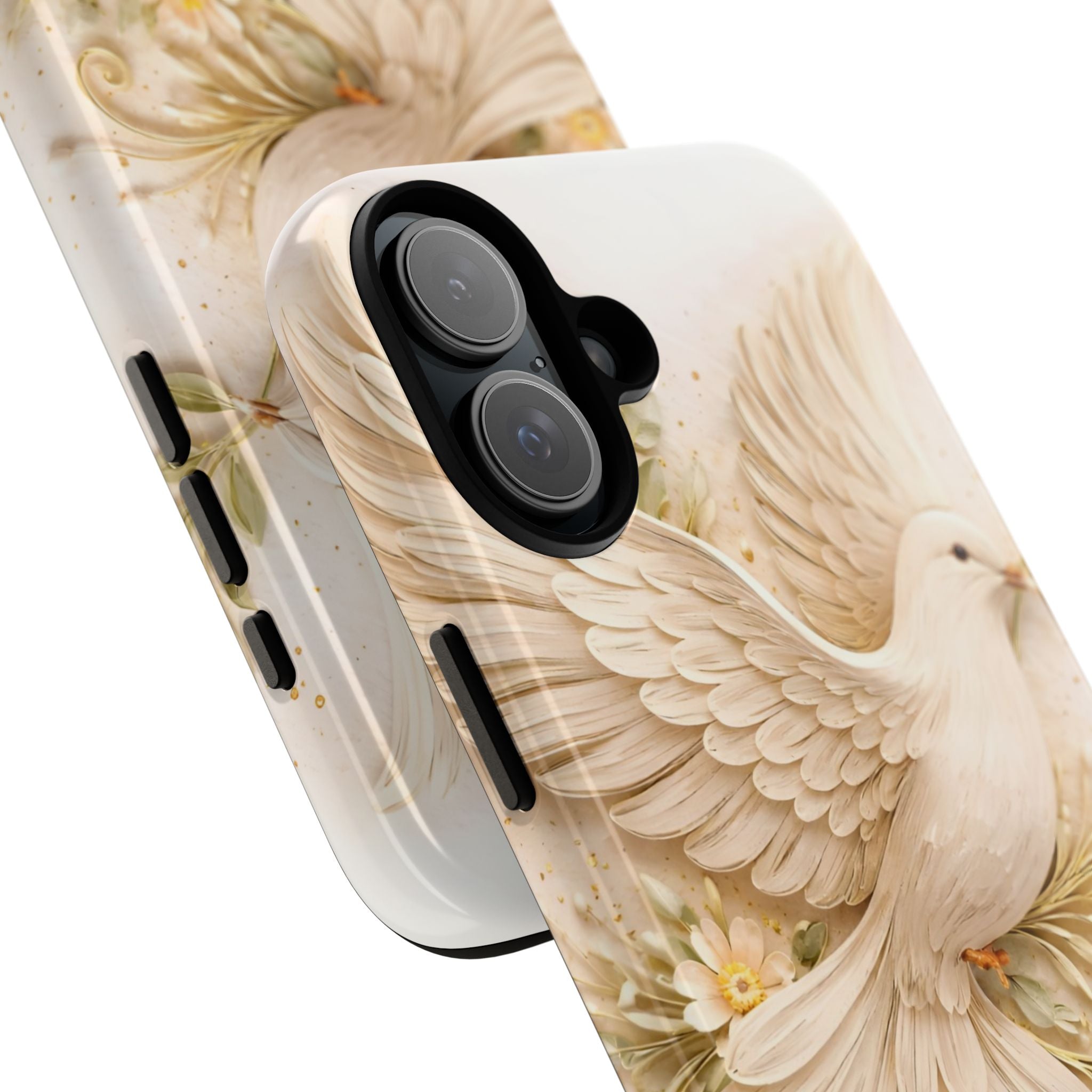 Dove Protection Phone Case — Elegant White Dove Floral iPhone Cover