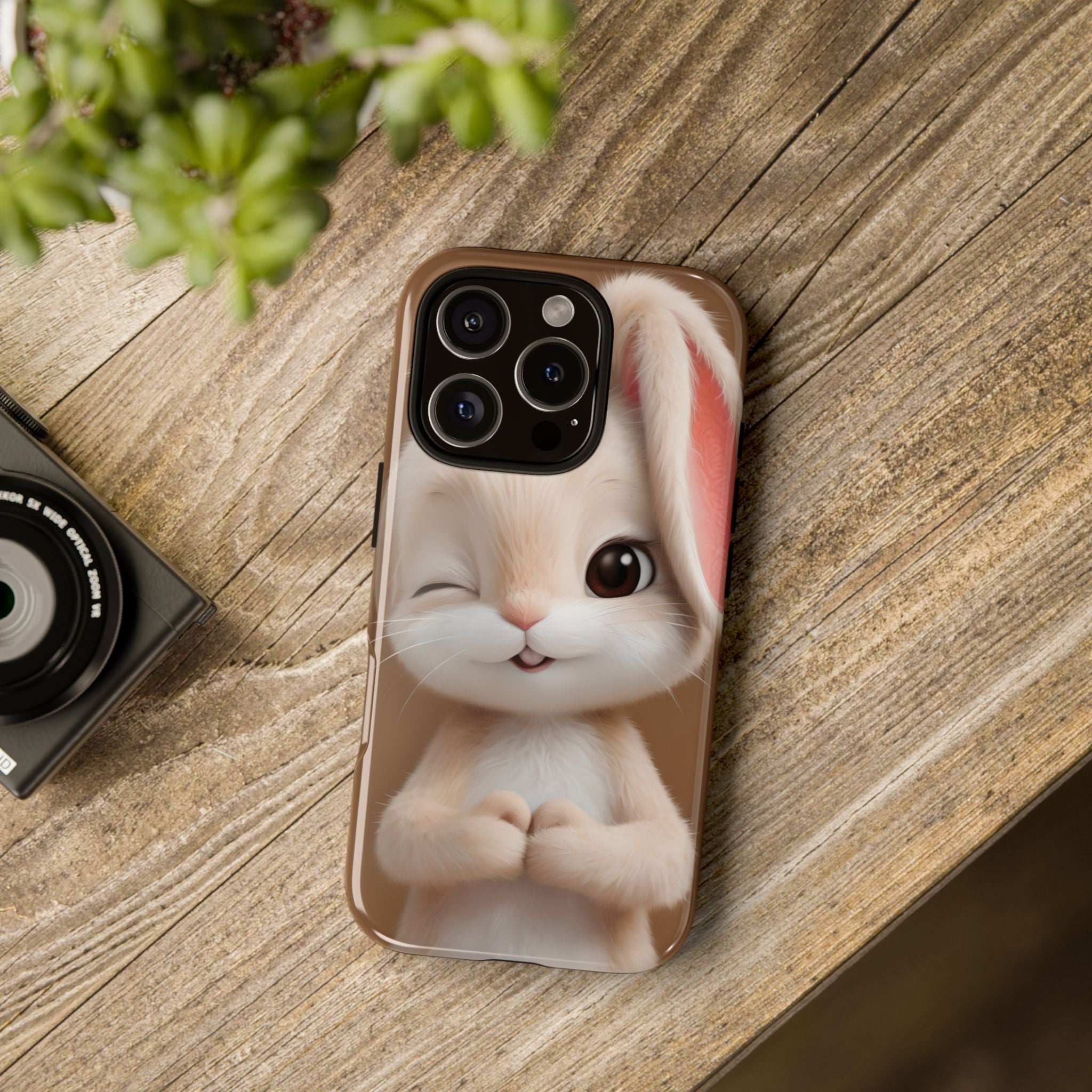 Adorable Kawaii Bunny Phone Case – Cute Winking Rabbit Aesthetic Case – Soft Pastel Bunny Cover – Gift for Bunny Lovers.