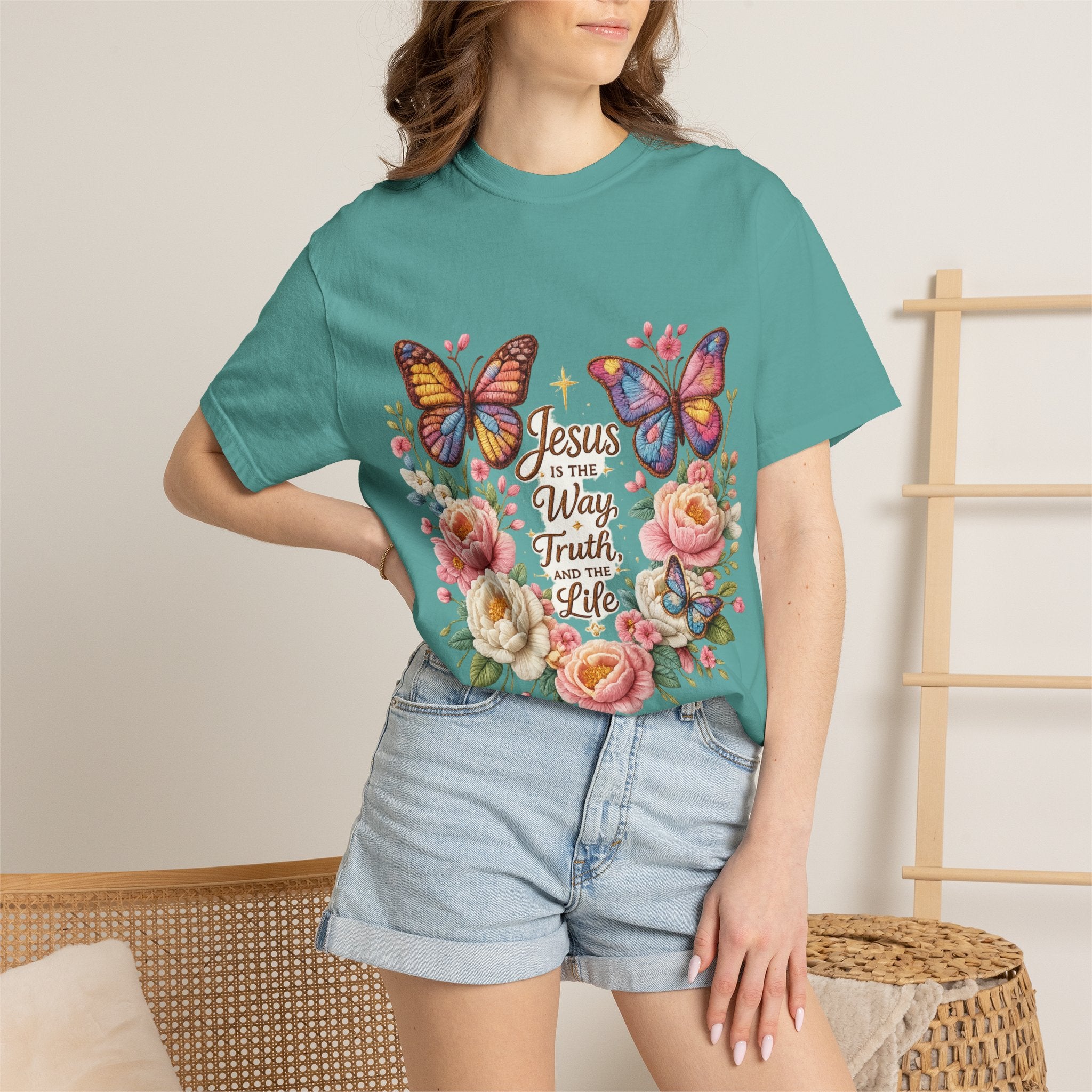 The One in Me Is Greater Shirt – Christian Crochet Style Graphic Tee, Faith Based Inspirational Bible Verse Shirt, Cute Religious Gift for Women