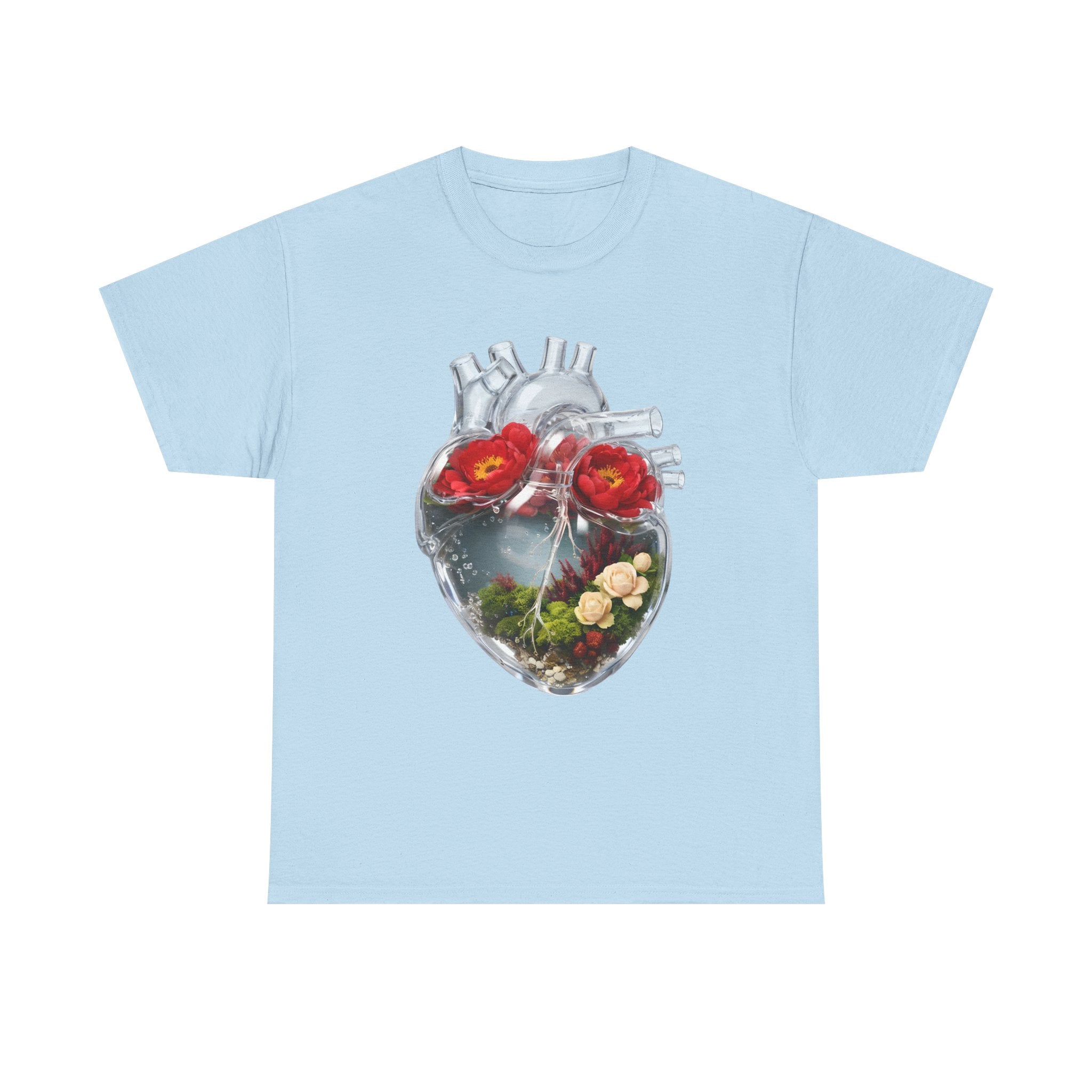 Floral Anatomical Heart T-Shirt — Botanical Heart Illustration Tee