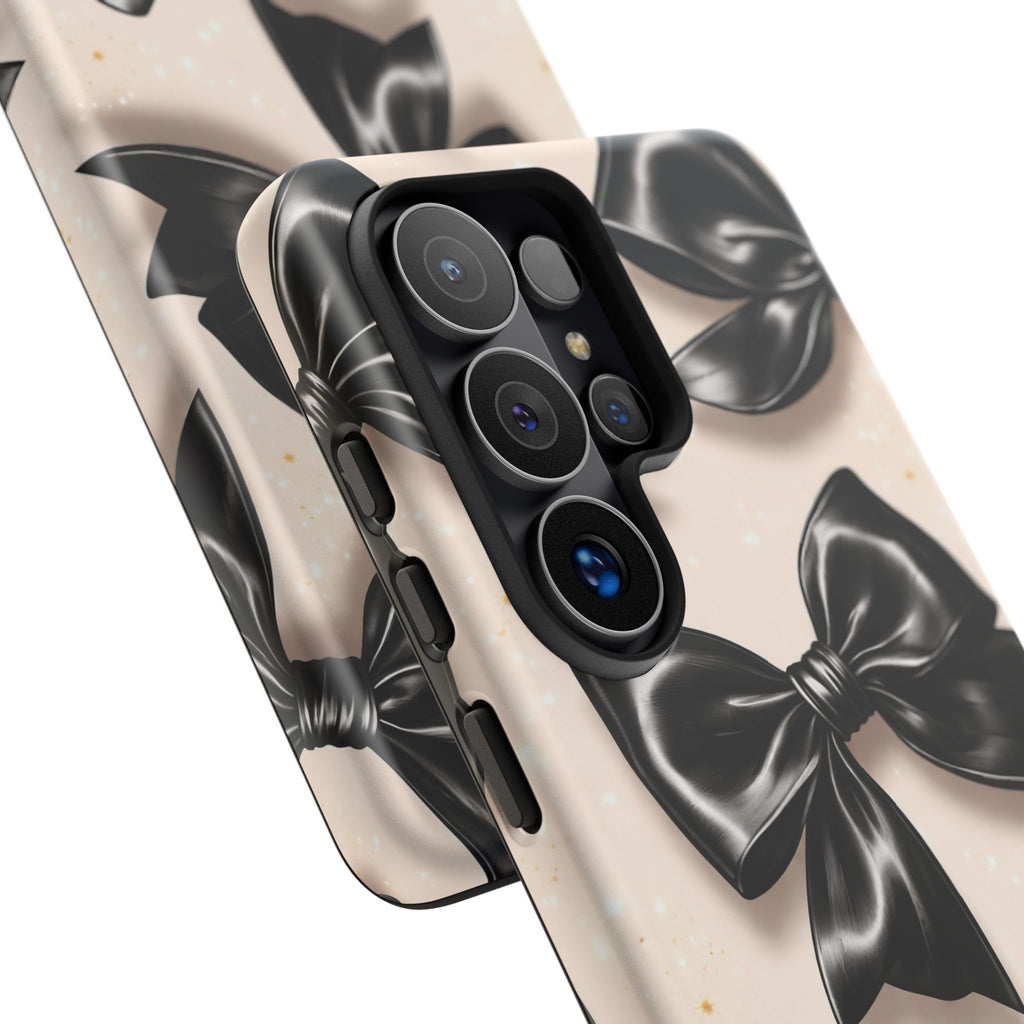 Black Bow Phone Case, Coquette Aesthetic iPhone & Samsung Case, Cute Girly Luxury Bow Cover, Feminine Minimalist Phone Case