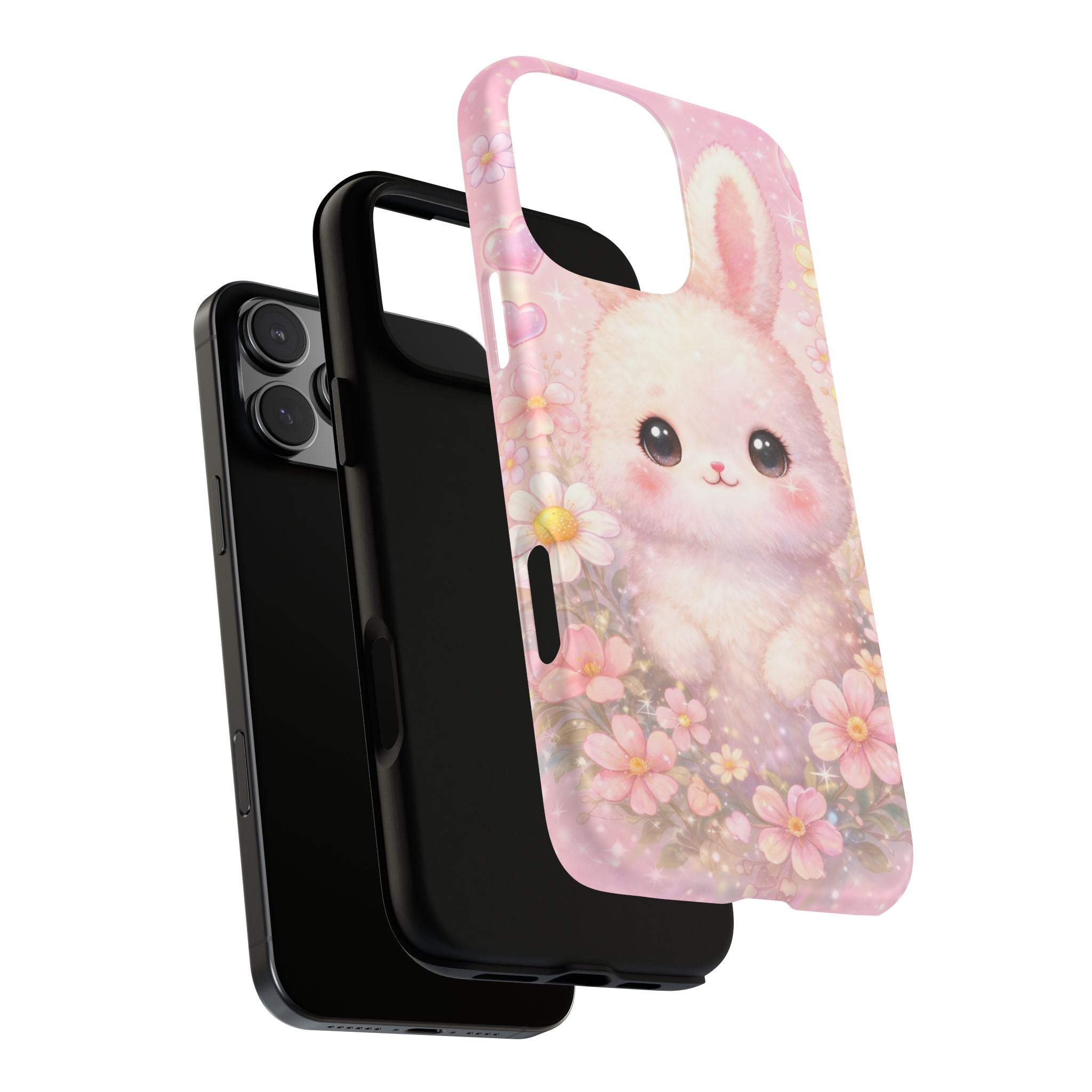 Kawaii Bunny Phone Case – Cute Pastel Bunny Floral Aesthetic iPhone Case, Adorable Kawaii Animal Phone Cover.