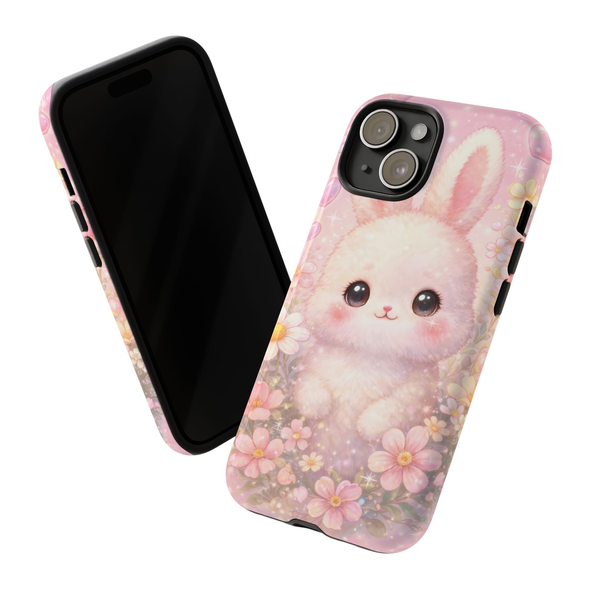 Kawaii Bunny Phone Case – Cute Pastel Bunny Floral Aesthetic iPhone Case, Adorable Kawaii Animal Phone Cover.