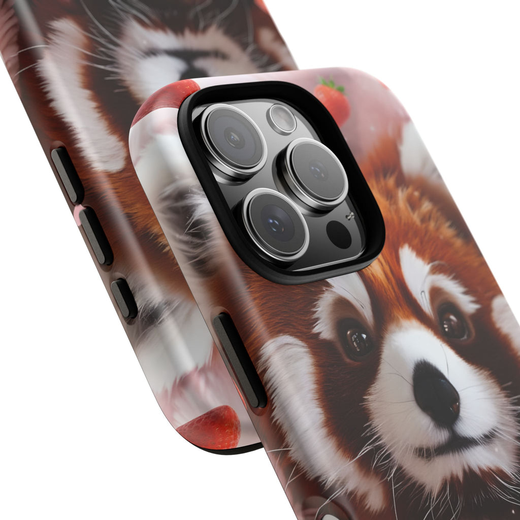 Red Panda with Strawberries Tough Phone Case — Cute Protective Phone Case