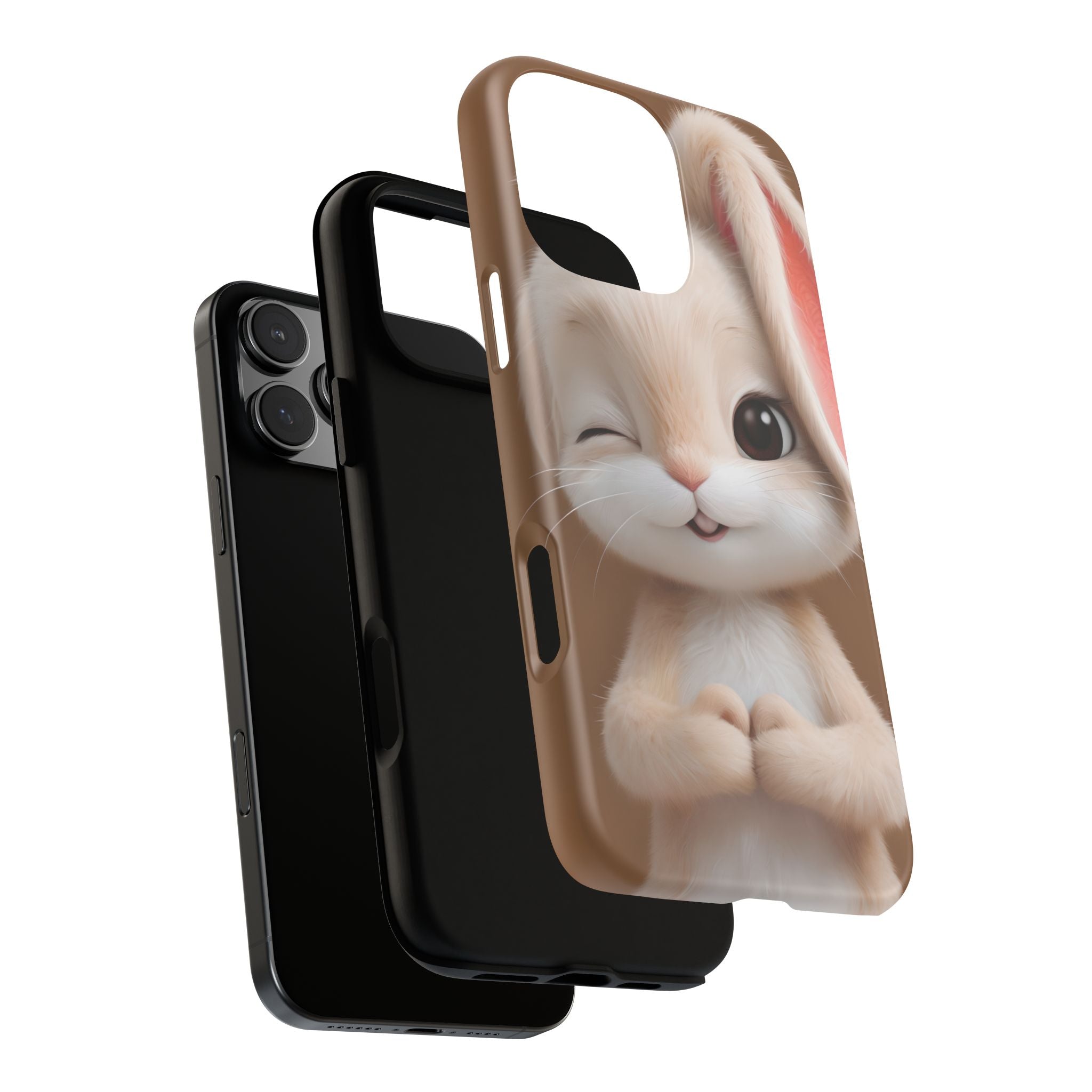 Adorable Kawaii Bunny Phone Case – Cute Winking Rabbit Aesthetic Case – Soft Pastel Bunny Cover – Gift for Bunny Lovers.