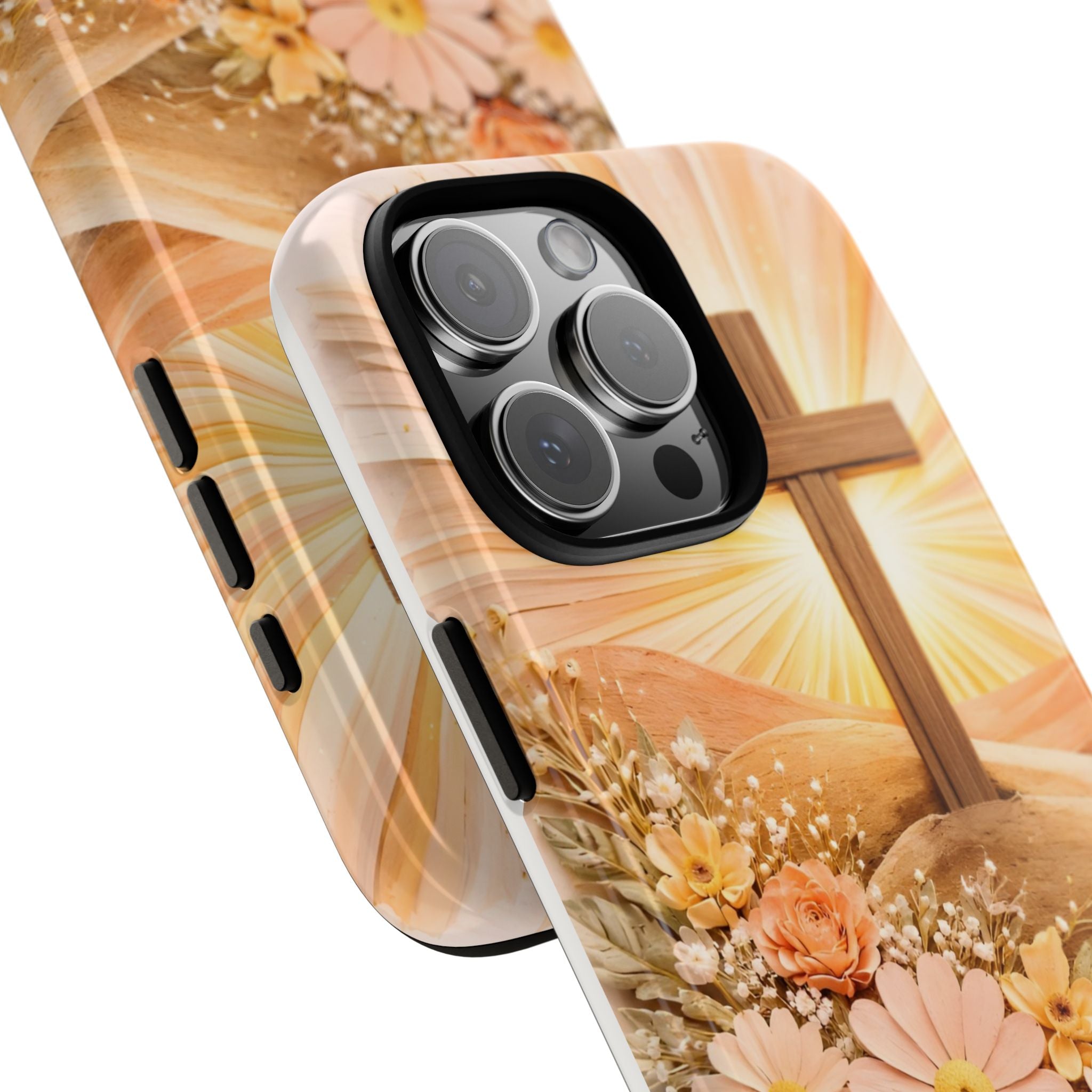 Religious Phone Case — Cross & Sunrise Floral iPhone Cover