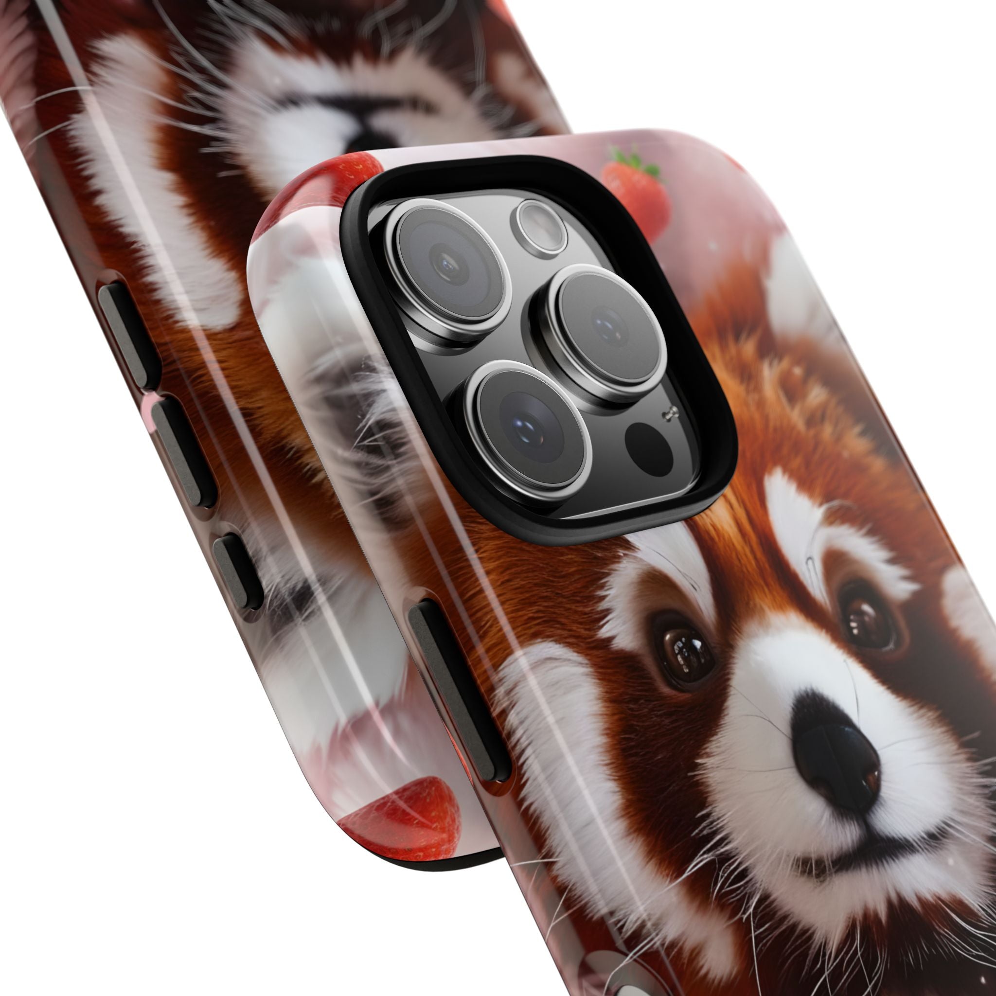 Red Panda with Strawberries Tough Phone Case — Cute Protective Phone Case