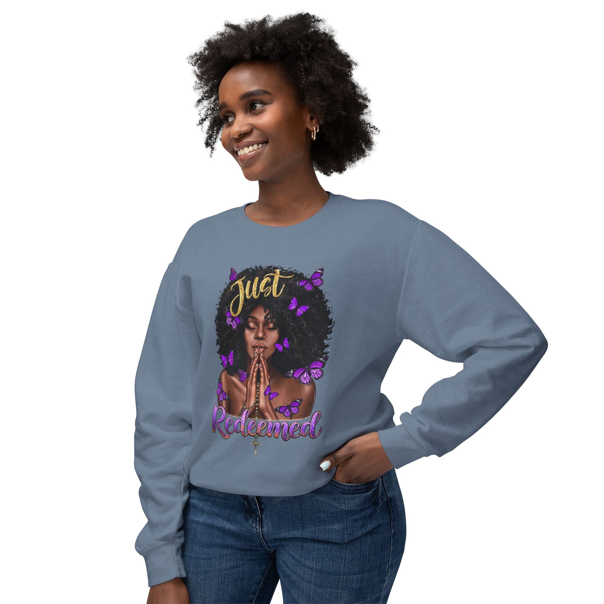 Redeemed Christian Afro Woman T-Shirt – Faith-Based Butterfly Design, Inspirational Black Woman Graphic Tee, Spiritual Gift for Women