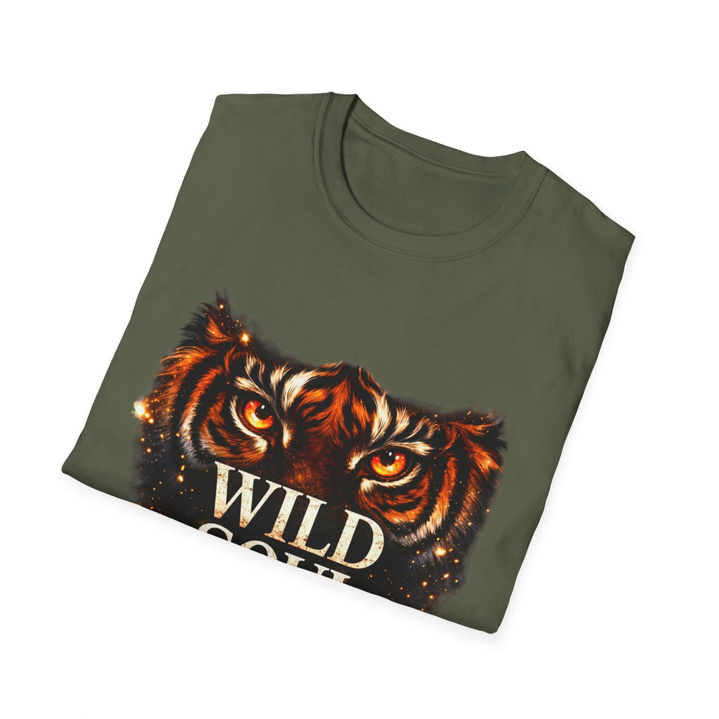 Wild Soul Tiger Eyes T-Shirt – Fierce Spirit Graphic Tee, Motivational Streetwear Shirt, Bold Animal Print Unisex Tee, Gift for Him & Her