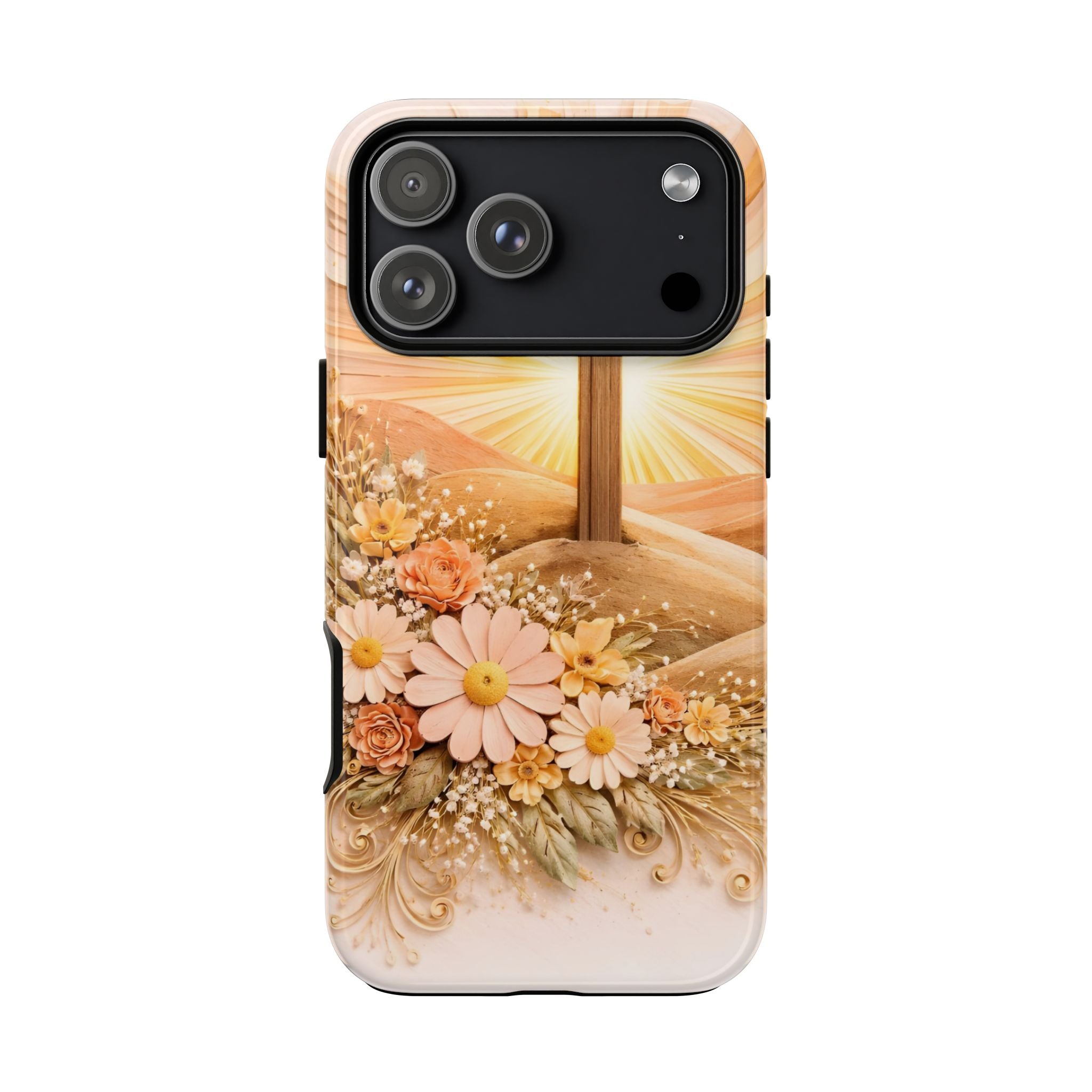 Religious Phone Case — Cross & Sunrise Floral iPhone Cover