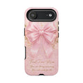 Coquette Pink Bow Phone Case, First Time Mom Aesthetic Case, Soft Girl iPhone Cover, Cute Feminine Mom Case