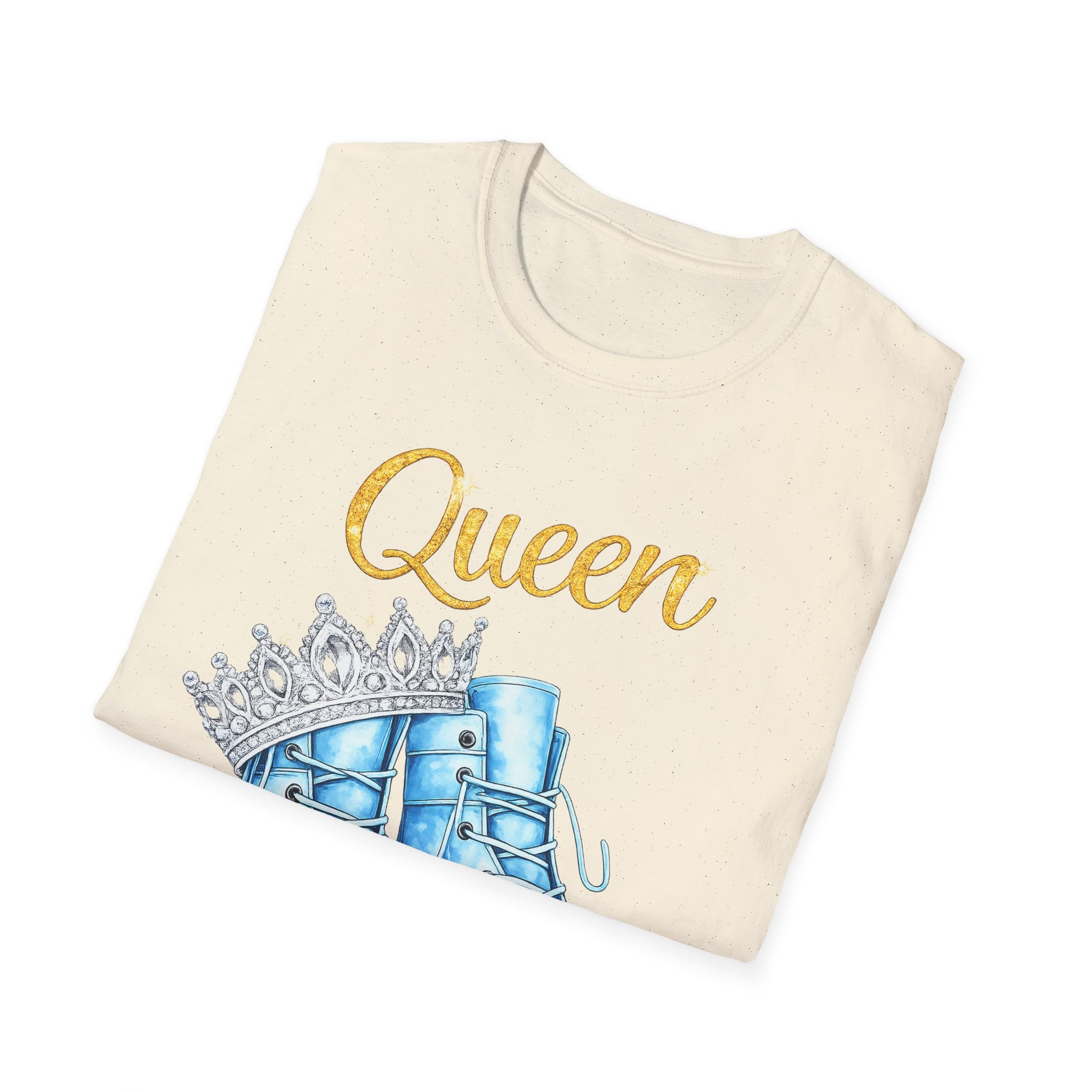 Queen Light Blue Boots Shirt – Pink Crown Graphic Tee, Cute Girly Streetwear, Fashion Queen Outfit, Trendy Women’s Statement T-Shirt