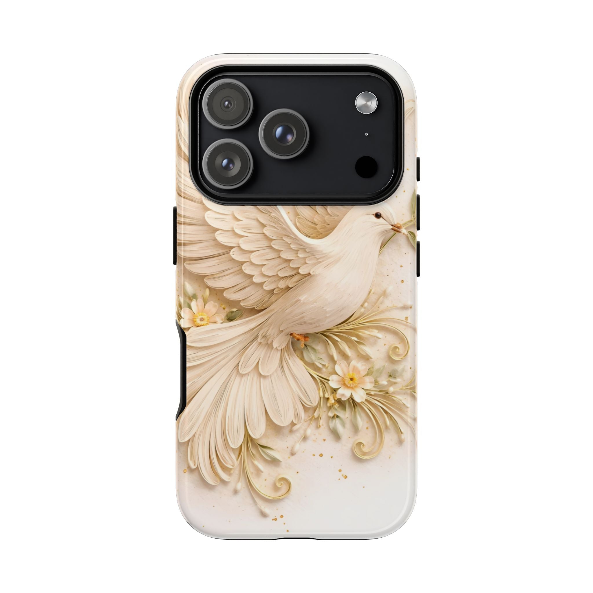 Dove Protection Phone Case — Elegant White Dove Floral iPhone Cover