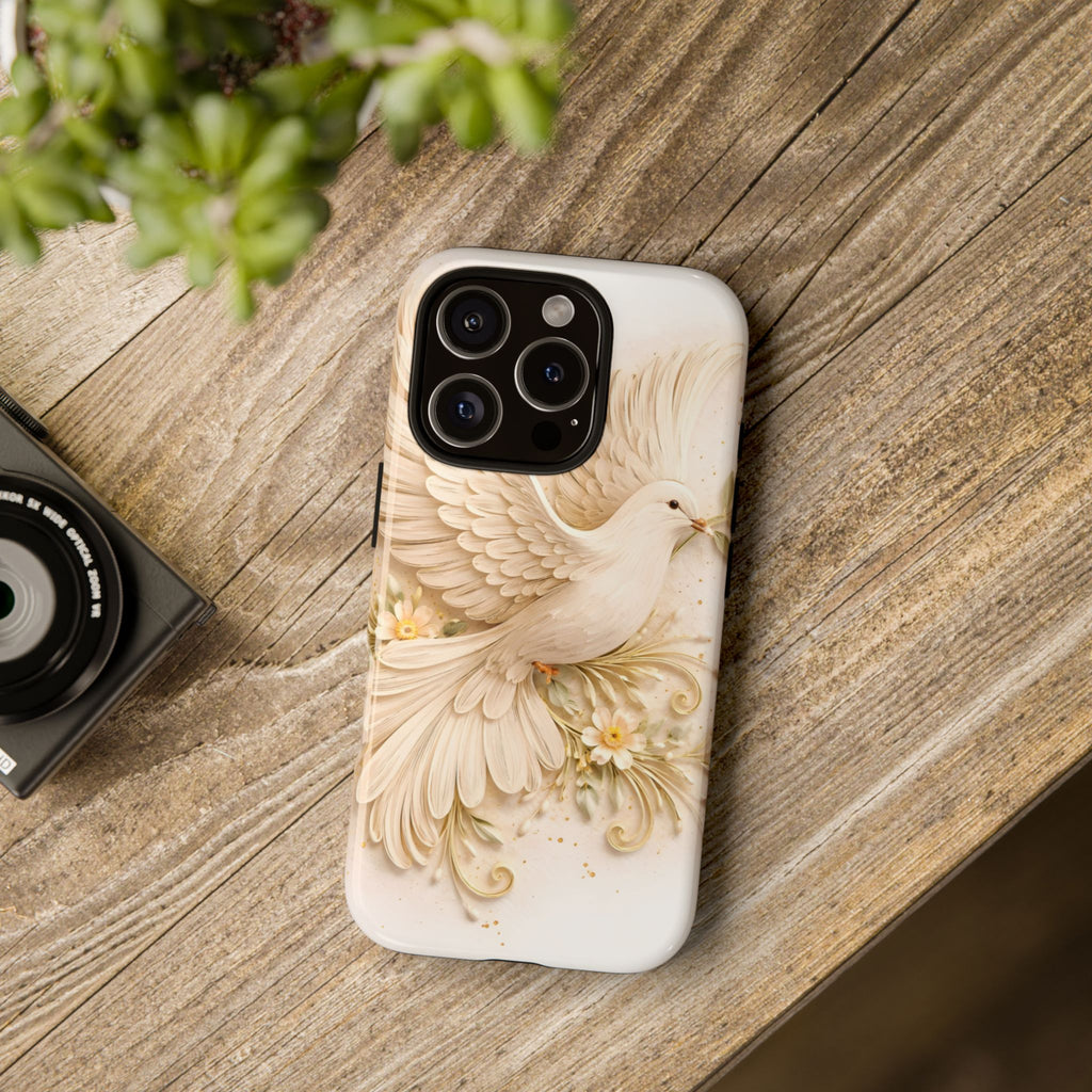 Dove Protection Phone Case — Elegant White Dove Floral iPhone Cover