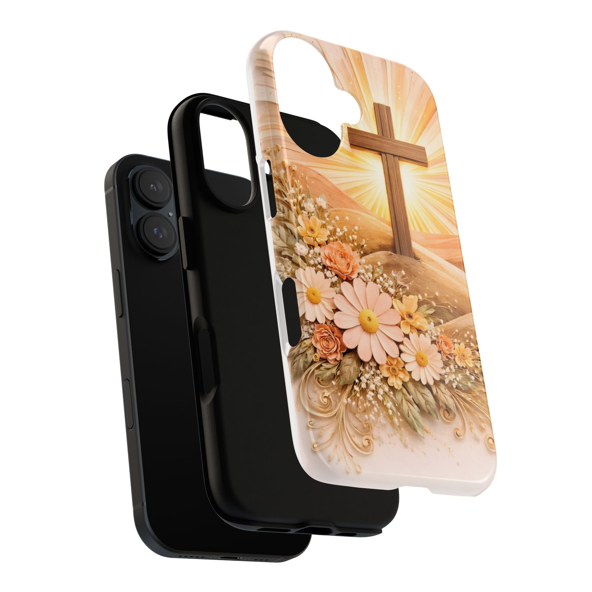 Religious Phone Case — Cross & Sunrise Floral iPhone Cover