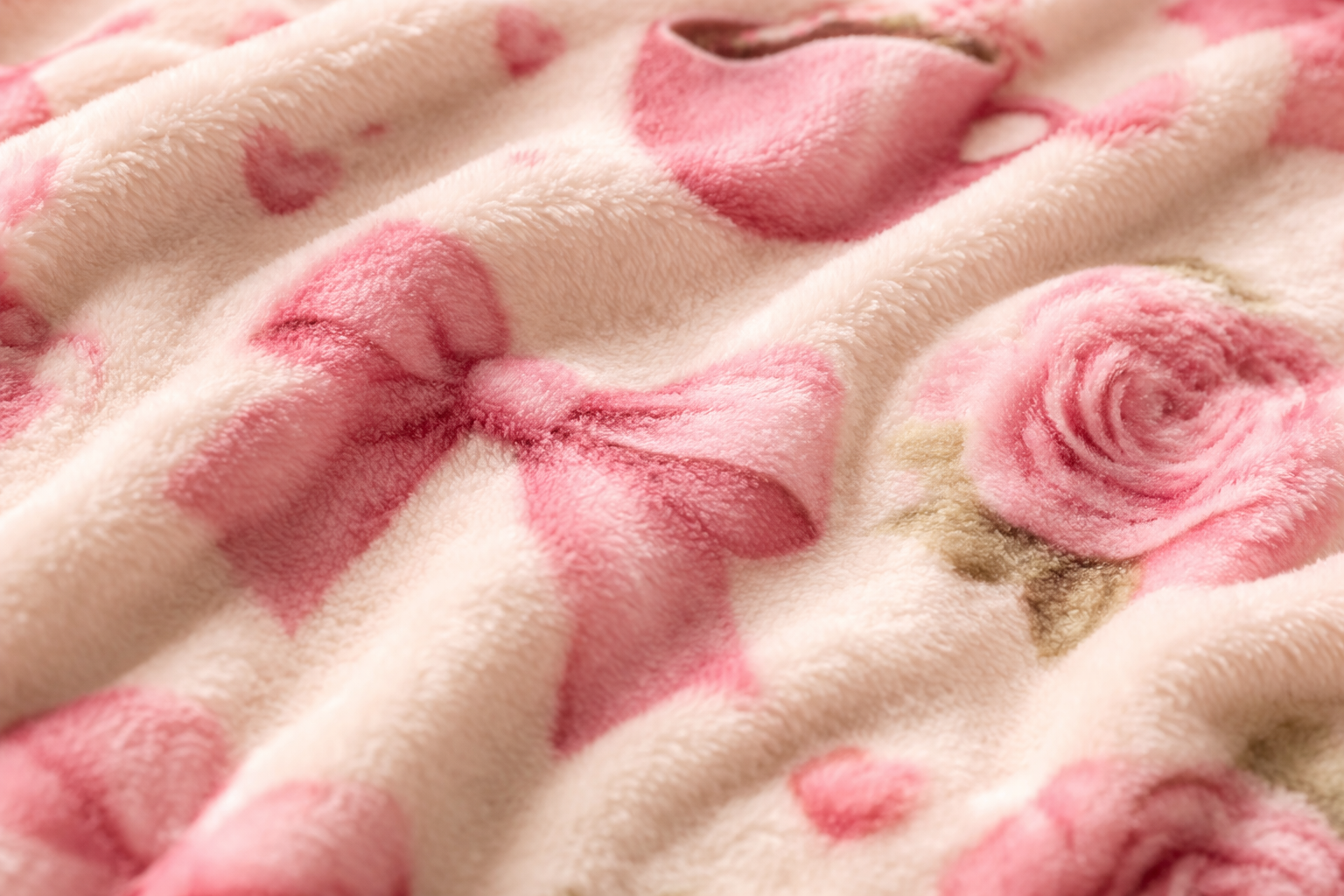 Cozy Pink Bow Blanket for Mom – Floral Rose & Coffee Mug Plush Throw, Soft Girly Coquette Blanket, Cute Gift for Mom, Home Decor