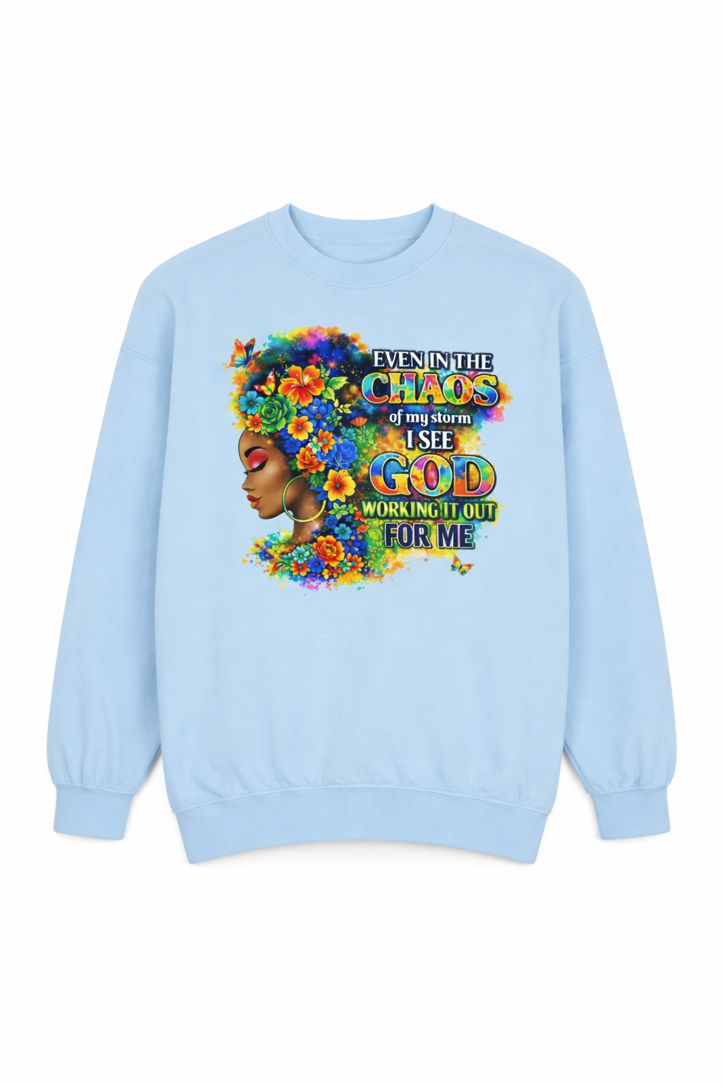 Even In The Midst I See God Sweatshirt – Faith-Based Floral Graphic Crewneck, Inspirational Christian Women’s Sweatshirt, Purple & Gold Aesthetic