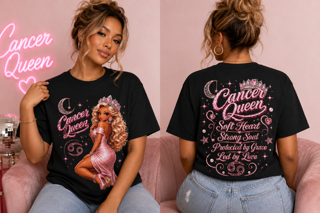 Cancer Queen Soft Heart Strong Soul Shirt – Zodiac Astrology Graphic Tee for Women, Pink Coquette Cancer Zodiac Birthday Gift, Trendy Astrology T-Shirt
