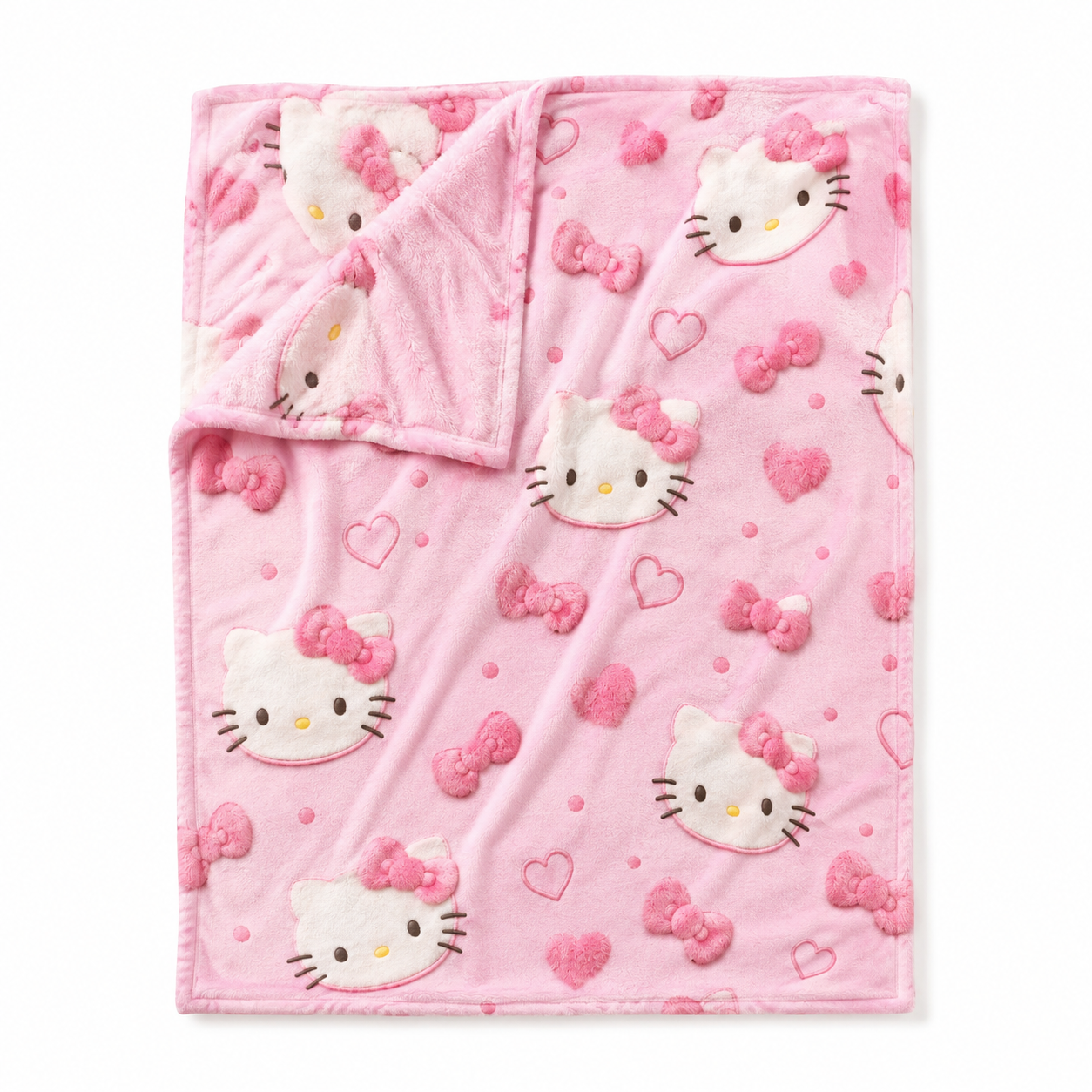 Pink Kawaii Plush Blanket – Ultra Soft Cozy Fleece Throw Blanket for Girls, Cute Pink Bow & Kitty Inspired Blanket, Luxury Bed Throw, Gift for Her, Dorm Room Decor