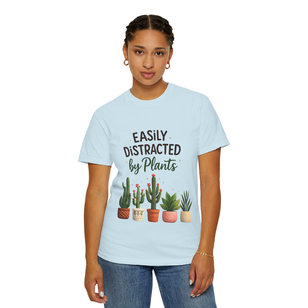 Easily Distracted By Plants Shirt, Plant Lover T-Shirt, Funny Plant Mom Tee, Botanical Lover Gift, Succulent Cactus Shirt, Unisex Graphic Tee