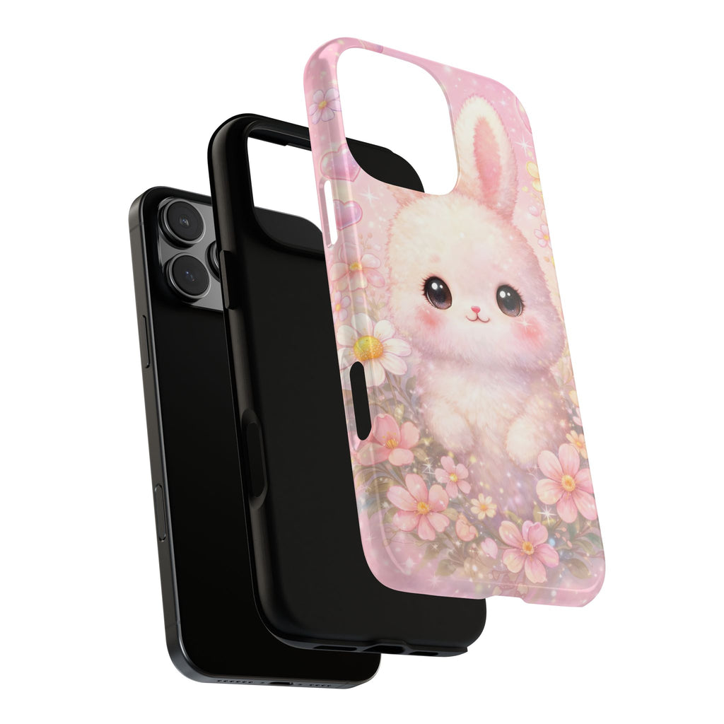 Kawaii Bunny Phone Case – Cute Pastel Bunny Floral Aesthetic iPhone Case, Adorable Kawaii Animal Phone Cover.
