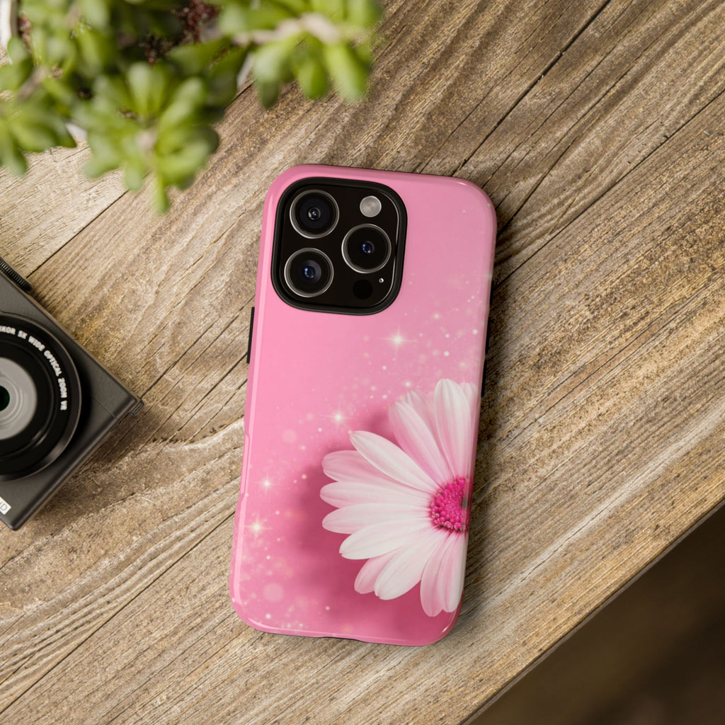 Pink Daisy Phone Case, Aesthetic Floral iPhone & Samsung Case, Cute Flower Phone Cover, Soft Girl Coquette Case, Feminine Pink Case