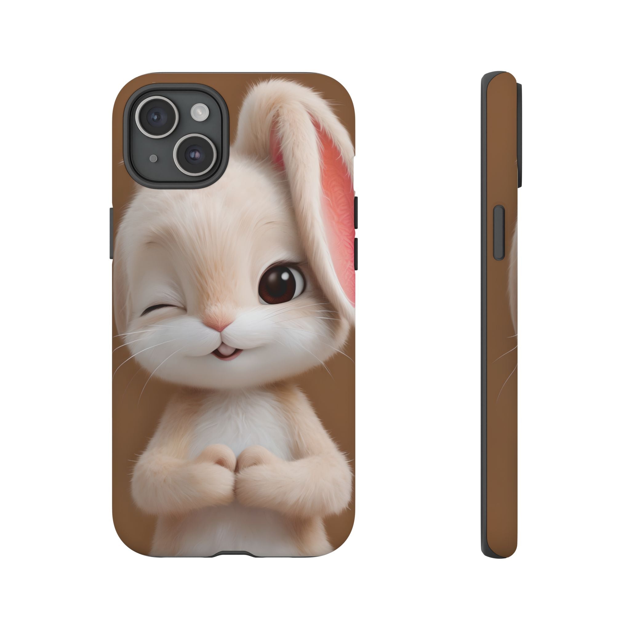 Adorable Kawaii Bunny Phone Case – Cute Winking Rabbit Aesthetic Case – Soft Pastel Bunny Cover – Gift for Bunny Lovers.