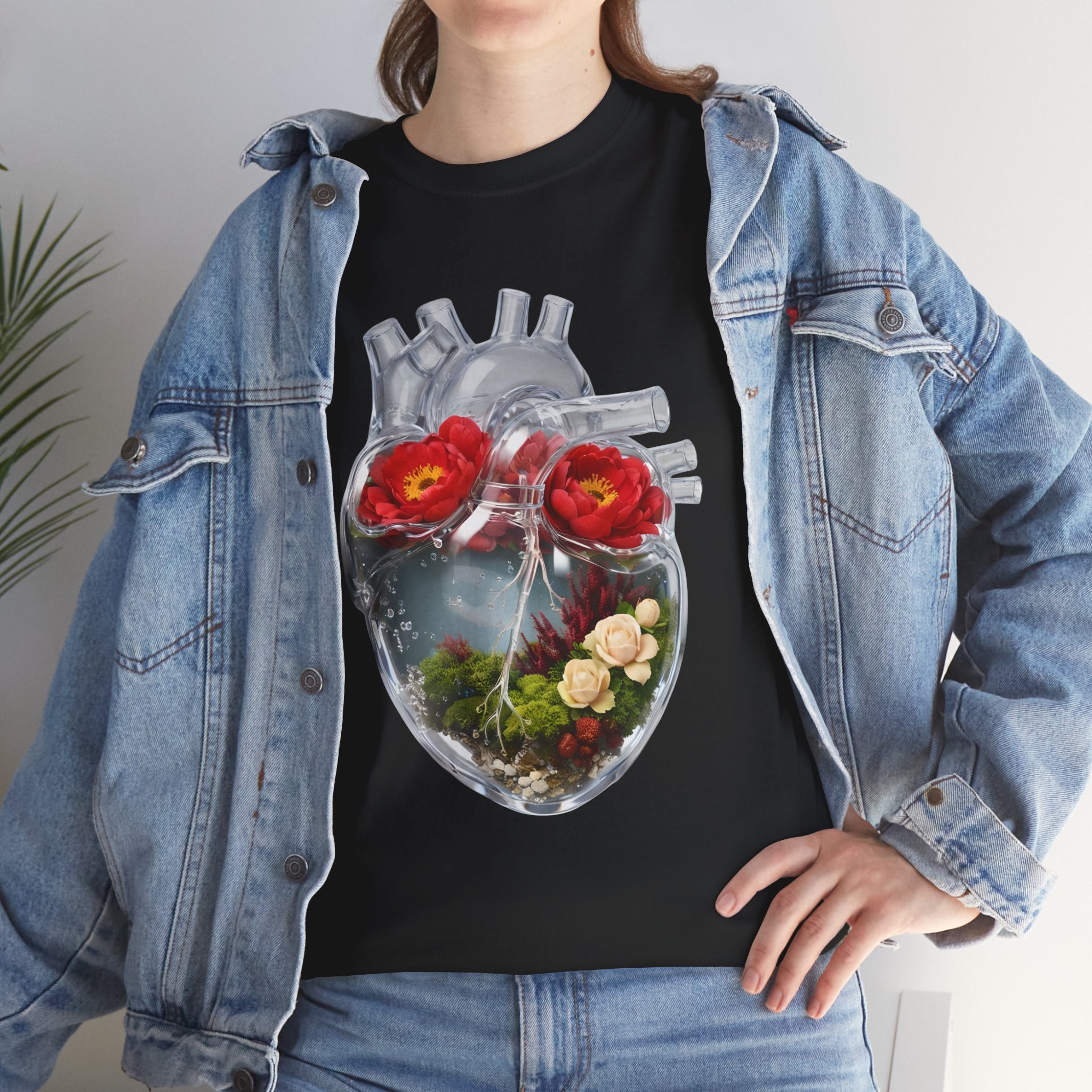 Floral Anatomical Heart T-Shirt — Botanical Heart Illustration Tee