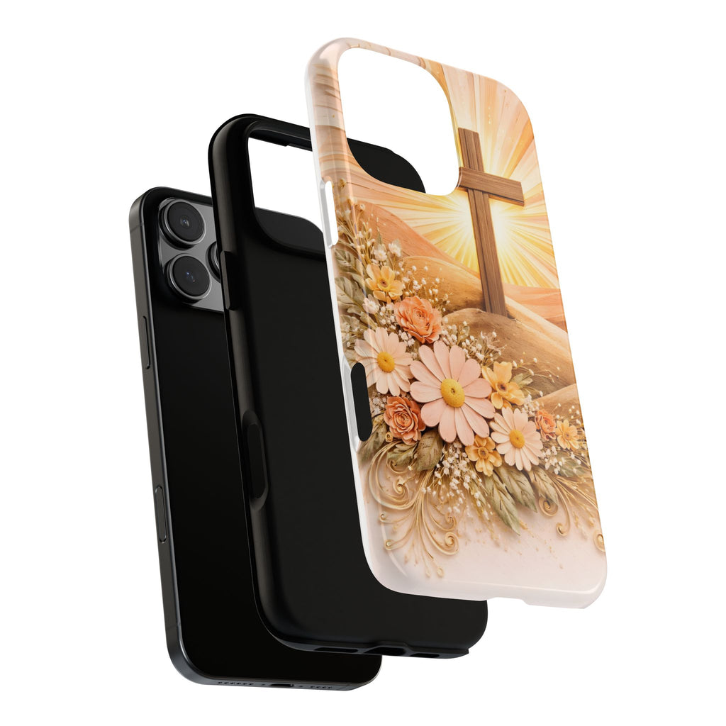 Religious Phone Case — Cross & Sunrise Floral iPhone Cover