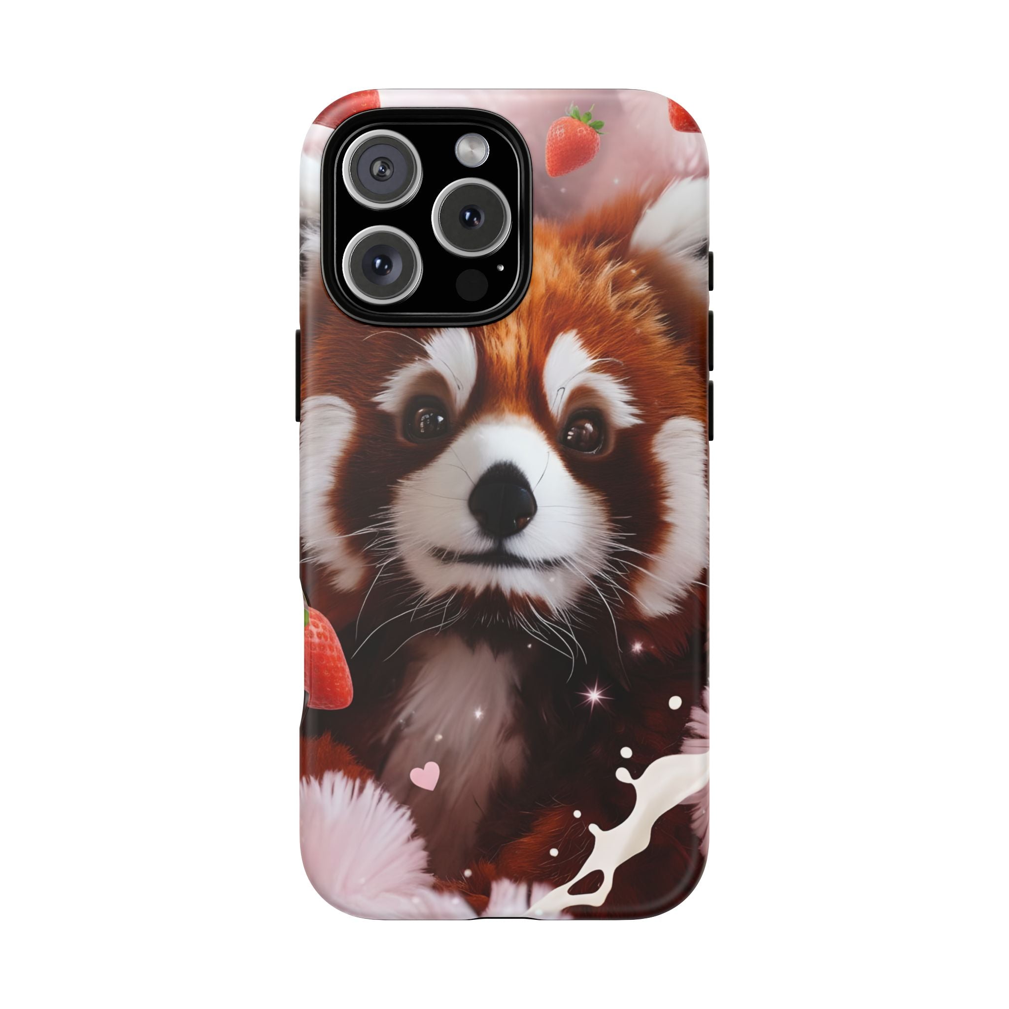 Red Panda with Strawberries Tough Phone Case — Cute Protective Phone Case