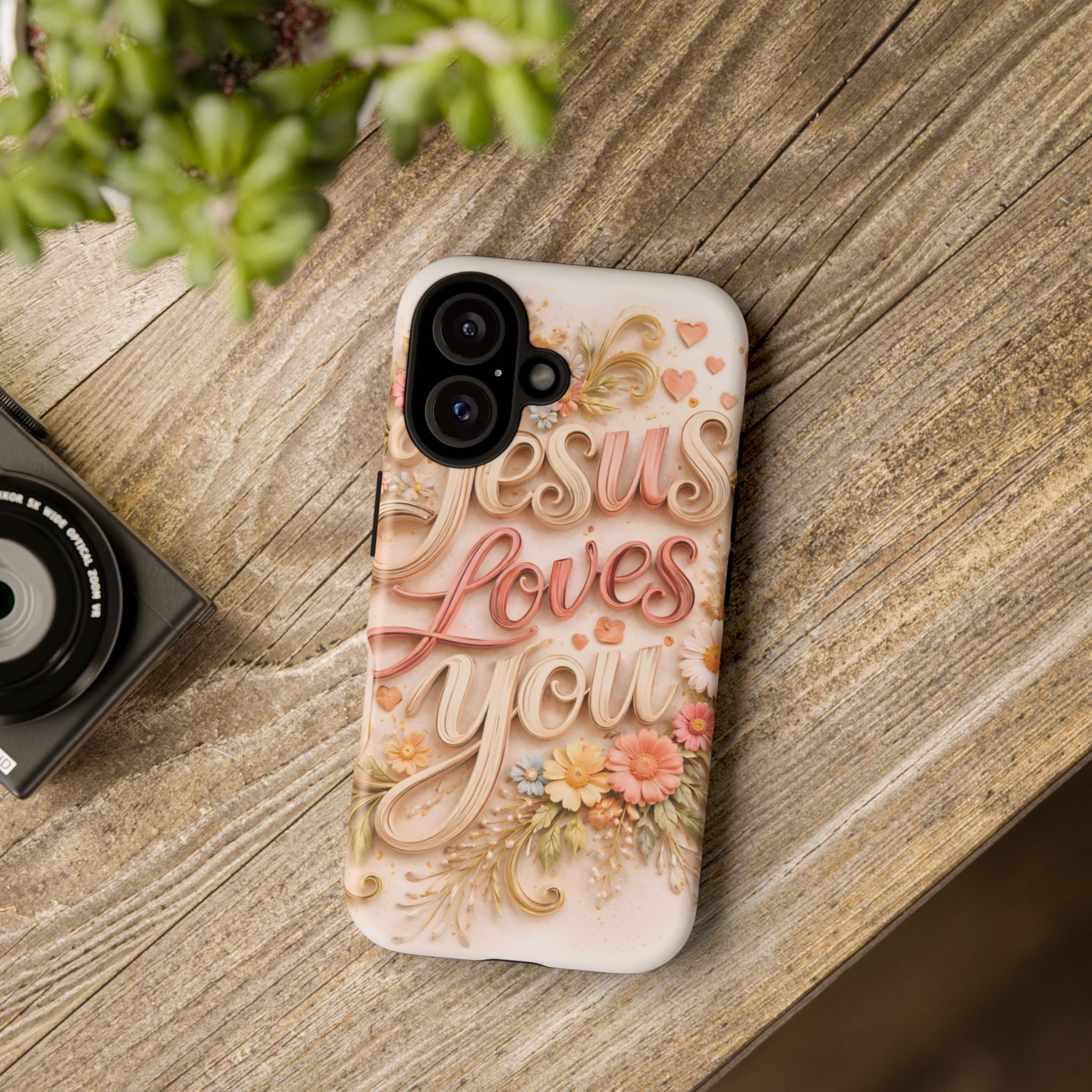 Phone Case — "Jesus Loves You" Floral Pastel Protective Cover