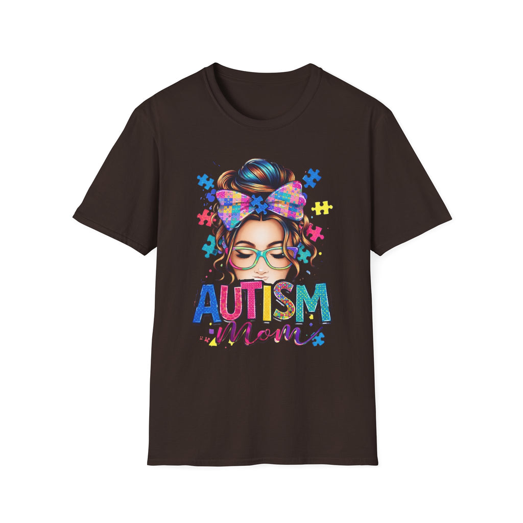 Autism Mom T-Shirt — Colorful Puzzle Heart Design for Proud Moms