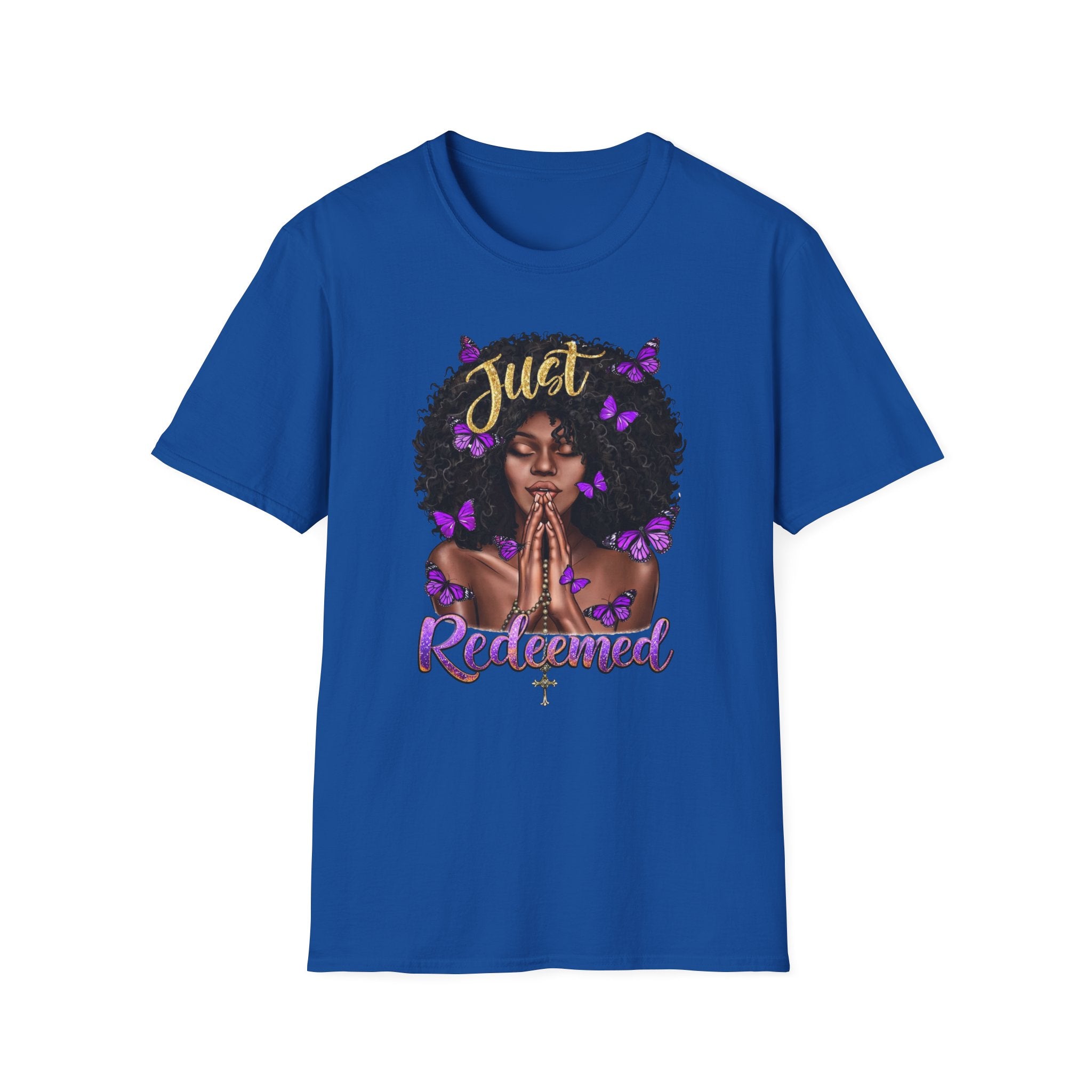 Redeemed Christian Afro Woman T-Shirt – Faith-Based Butterfly Design, Inspirational Black Woman Graphic Tee, Spiritual Gift for Women