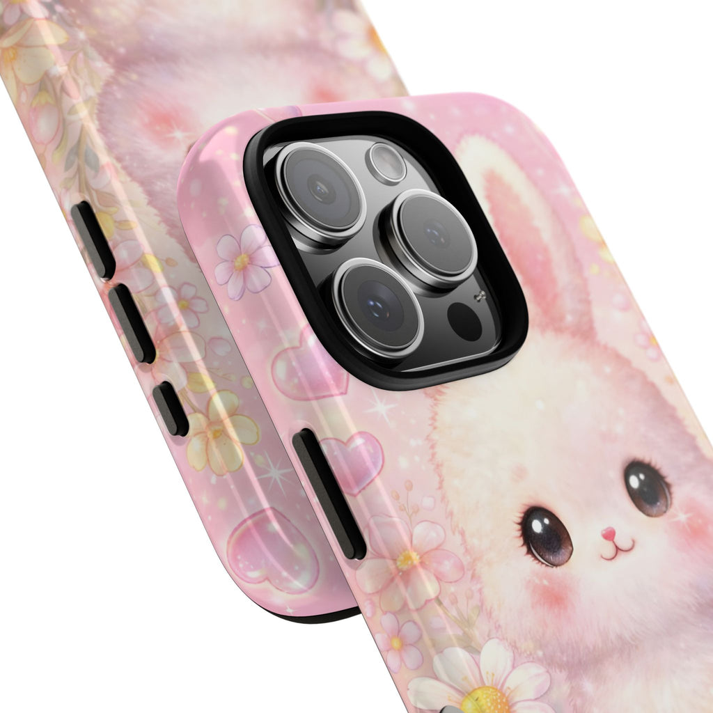 Kawaii Bunny Phone Case – Cute Pastel Bunny Floral Aesthetic iPhone Case, Adorable Kawaii Animal Phone Cover.