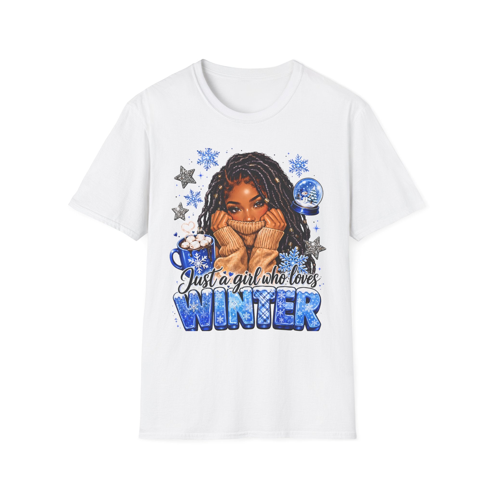 Just a Girl Who Loves Winter Shirt, Cozy Winter Graphic Tee, Snowflake Hot Cocoa Shirt, Winter Lover T-Shirt, Cute Christmas Winter Tee
