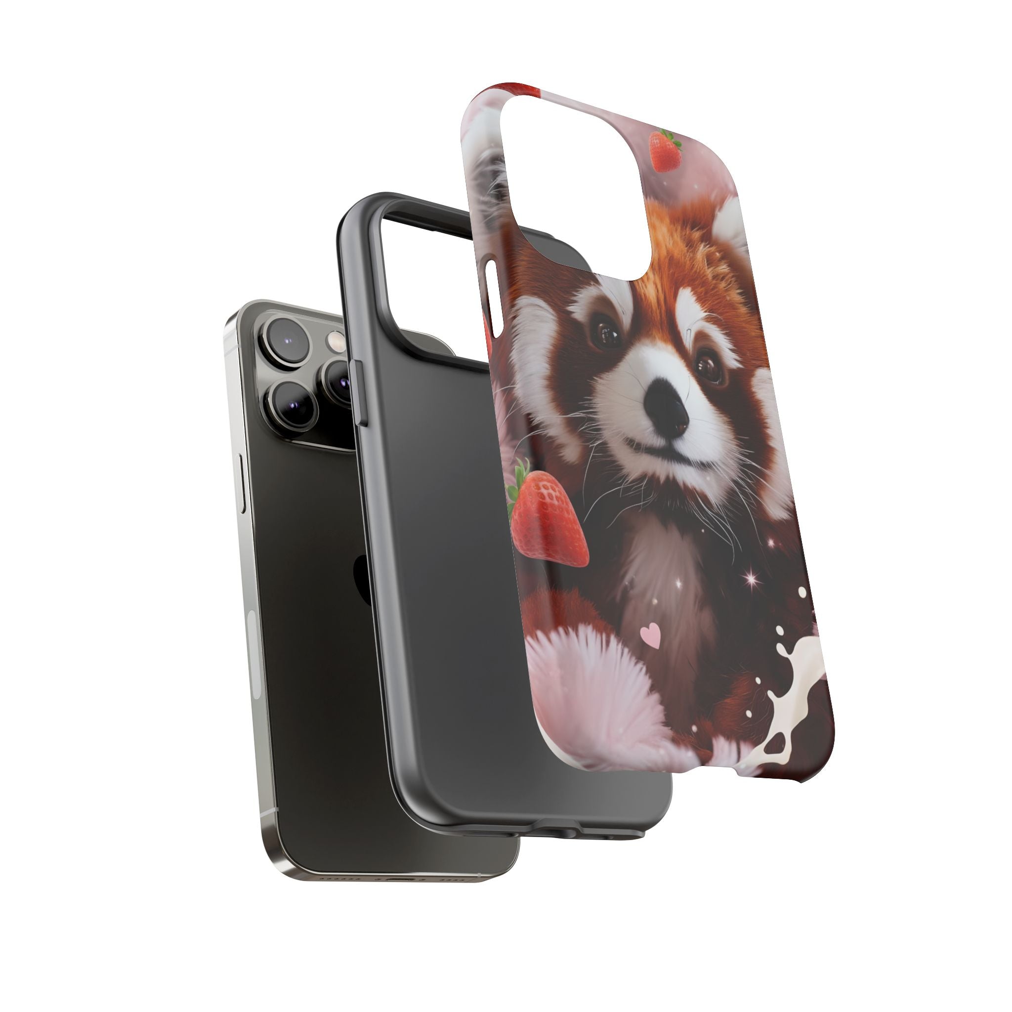 Red Panda with Strawberries Tough Phone Case — Cute Protective Phone Case