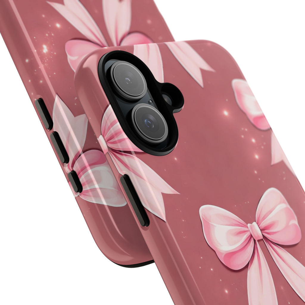 Pink Bow Phone Case, Coquette Aesthetic iPhone & Samsung Case, Cute Girly Pattern Case, Soft Girl Feminine Phone Cover
