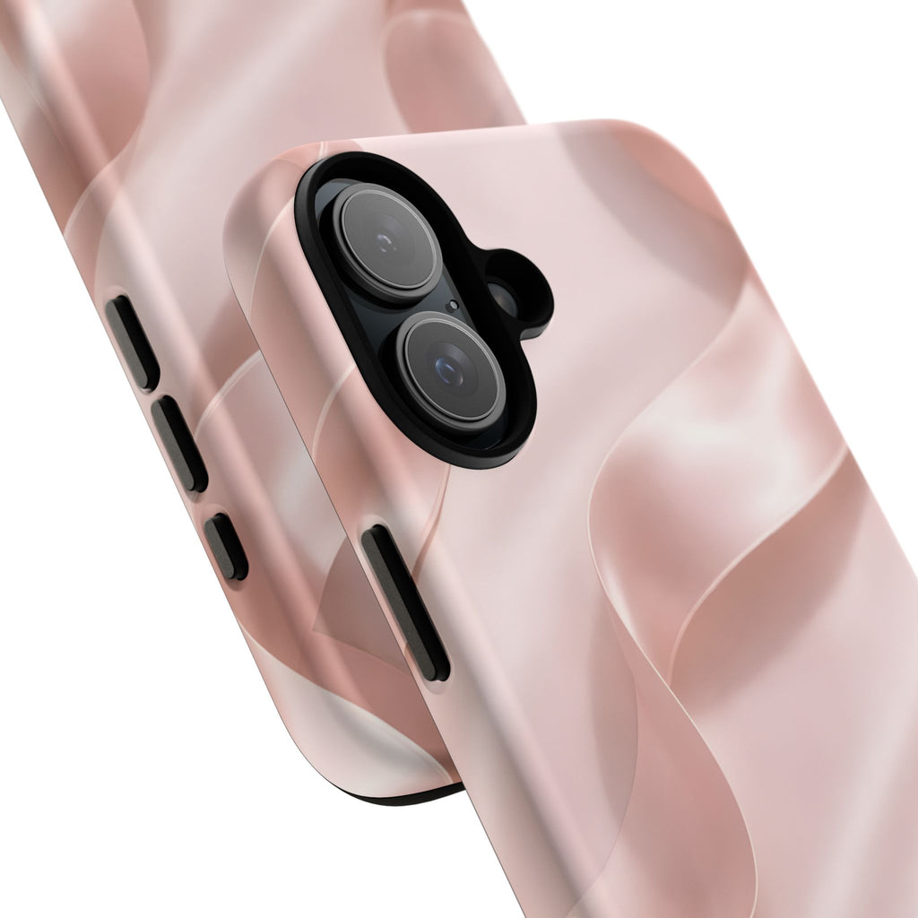 Blush Pink Satin Ribbon Phone Case – Elegant Coquette Aesthetic Luxury iPhone Case, Feminine Designer Bow Phone Cover