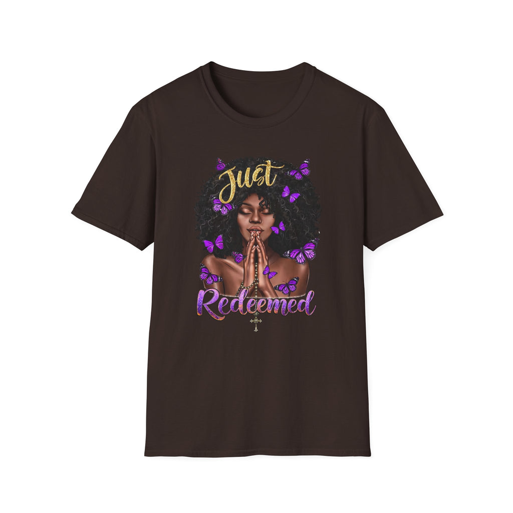 Redeemed Christian Afro Woman T-Shirt – Faith-Based Butterfly Design, Inspirational Black Woman Graphic Tee, Spiritual Gift for Women